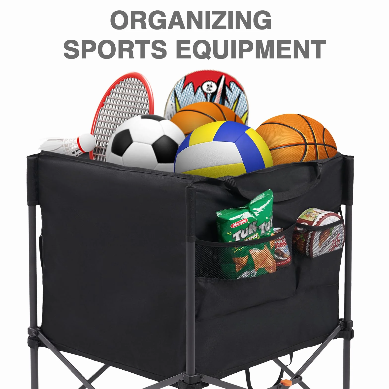 EVER ADVANCED Chariot de Rangement Pliable 83,8 x 57,9 cm pour Balles avec Roues verrouillables