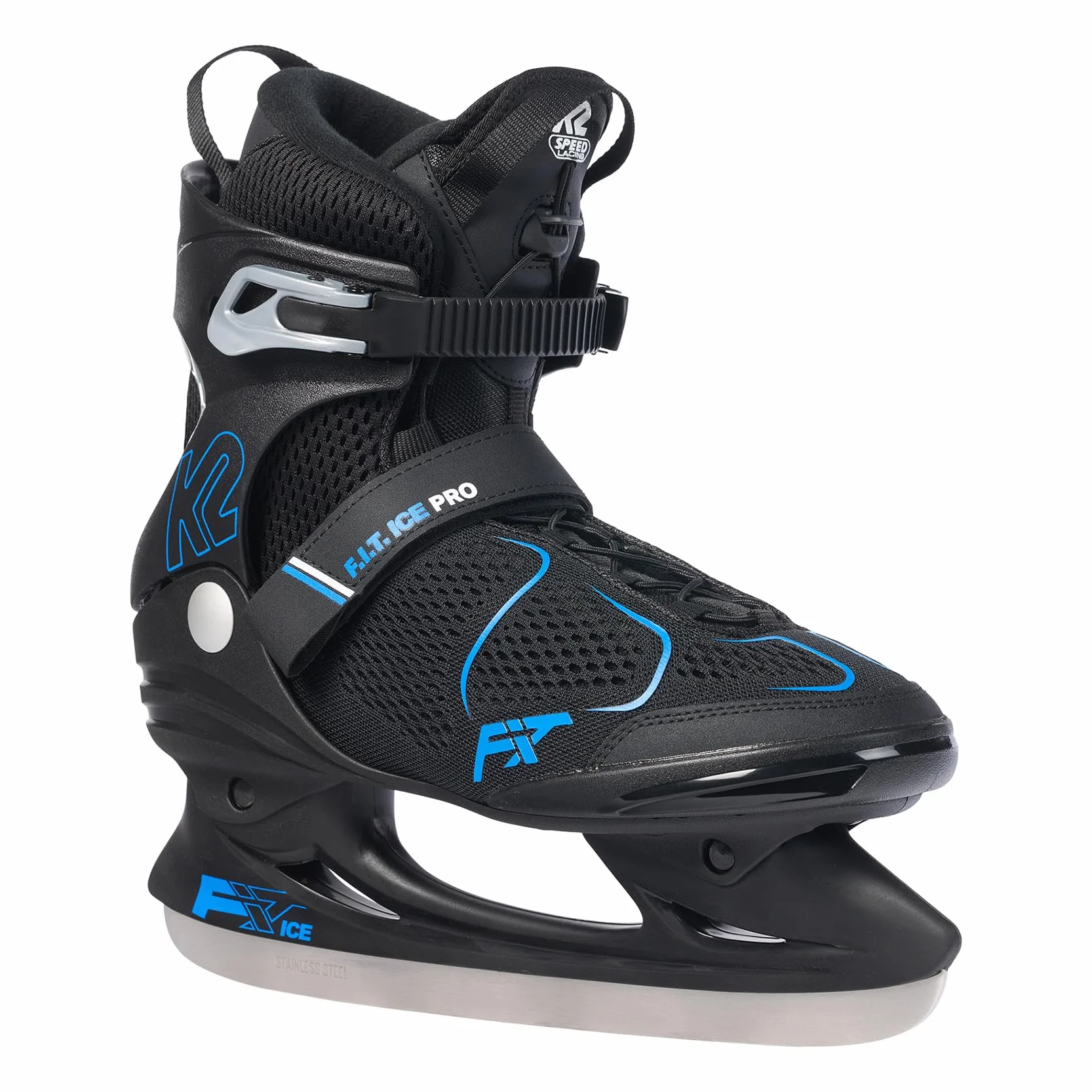 K2 F.i.t. Ice Pro Patins à Glace pour Hommes, Noir-Bleu, EU: 39 (UK: 5.5 / cm: 24.5