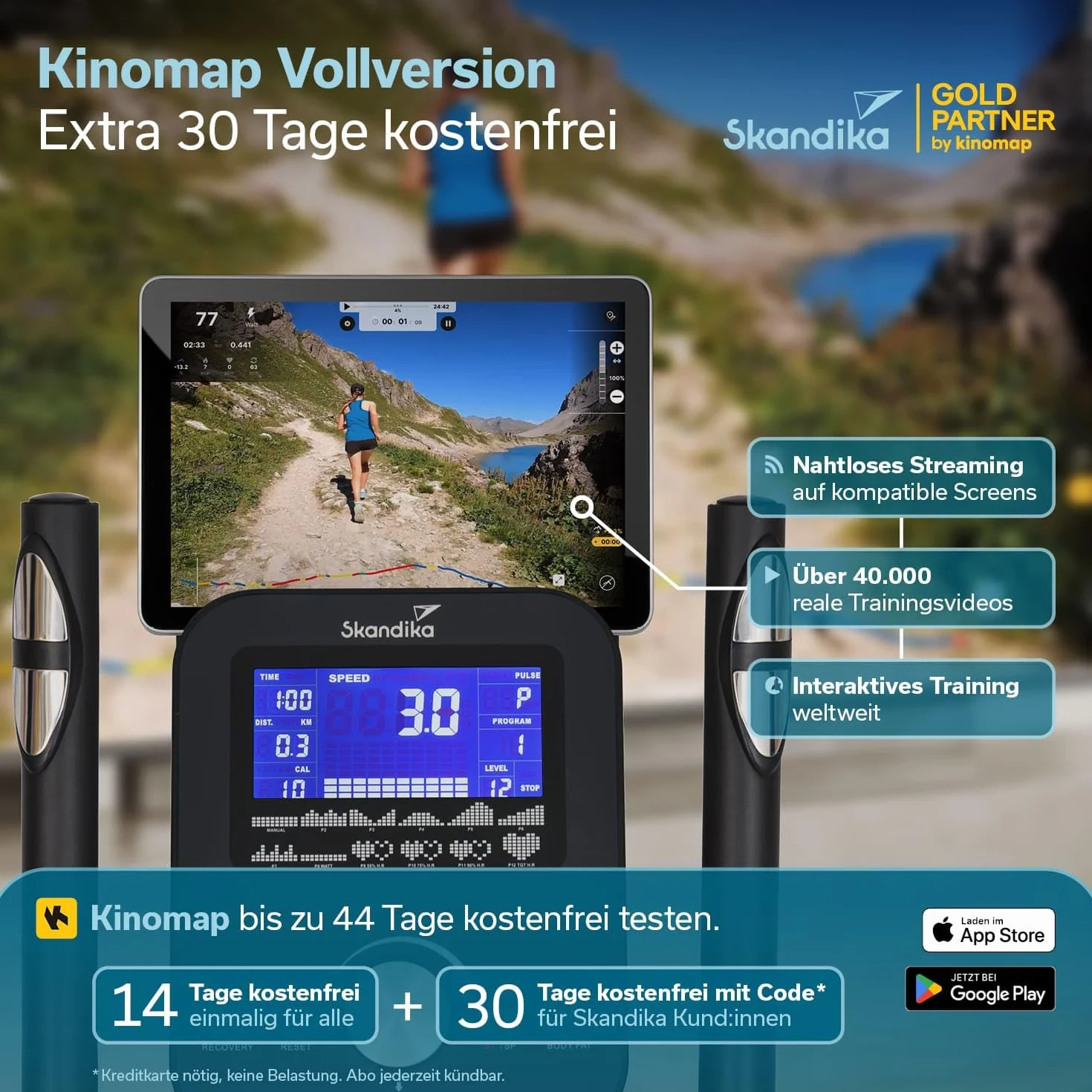 Skandika Vélo elliptique Carbon P18, 32 Niveaux de résistance, 13 programmes, écran LCD, Max 135KG