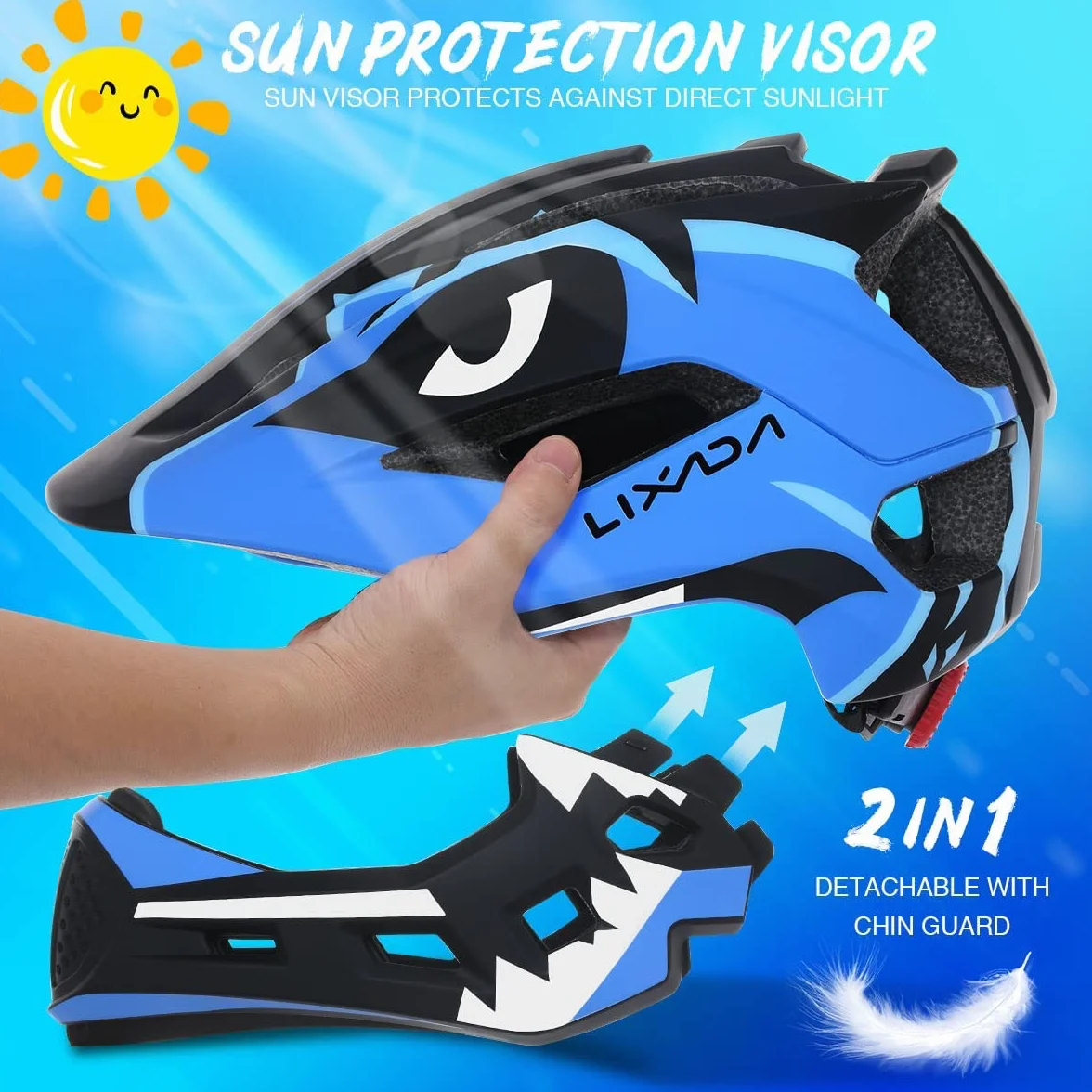 Lixada Casque de vélo pour enfant, casque intégré avec mentonnière amovible, casque de protection pour le cyclisme, le skateboard, le patin à roulettes
