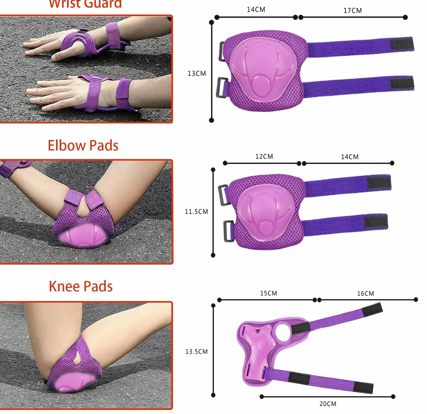 Set de Protection Enfant 7 Pièces Casque Vélo Genouillères Coudières Protège-Poignets