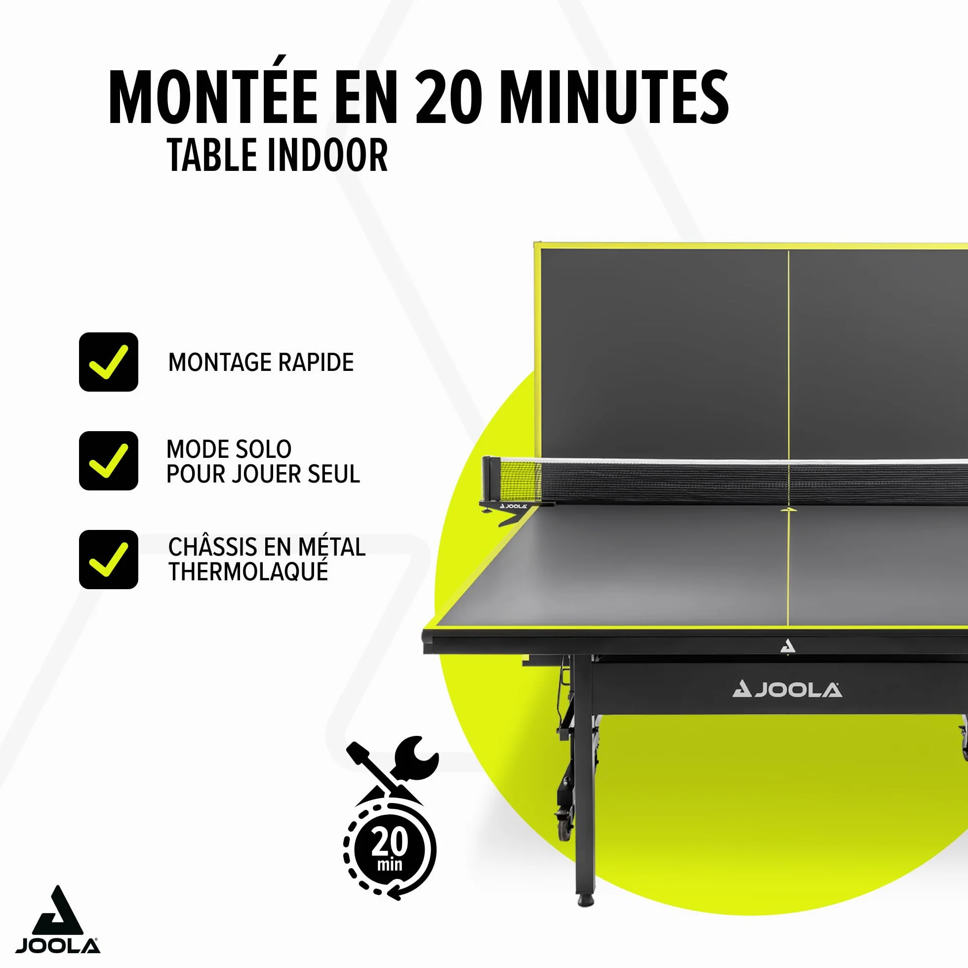 JOOLA Table de ping-Pong Inside J18 - Table de ping-Pong intérieure Pliable - Montage Rapide avec Filet - Gris - 274 x 152,5 x 76 cm