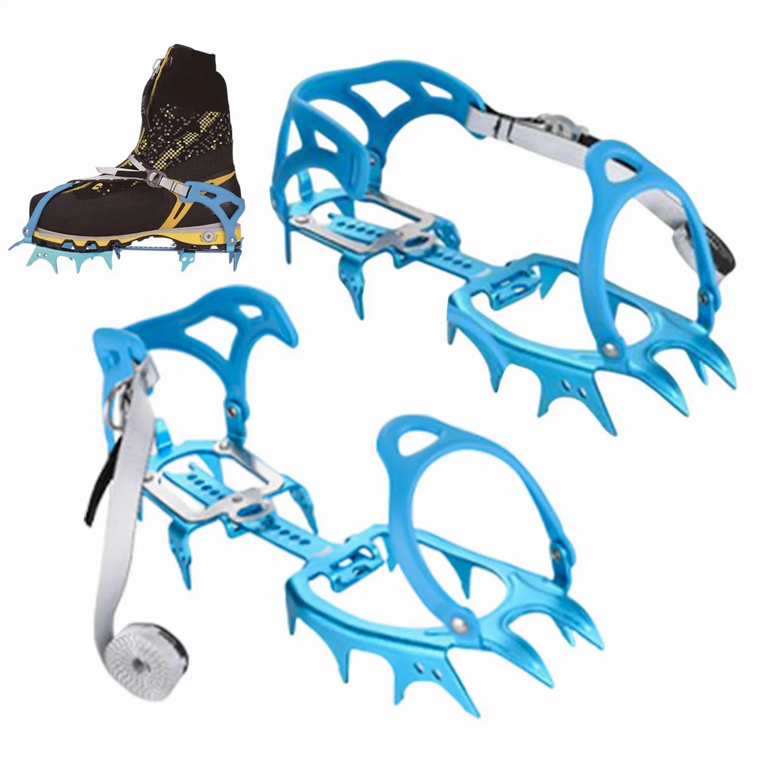 - Crampons, aide à la traction antidérapante en alliage d'aluminium - Pour femmes et hommes - Pour la randonnée, l'escalade, la pêche, la marche, le jogging avec des bottes et