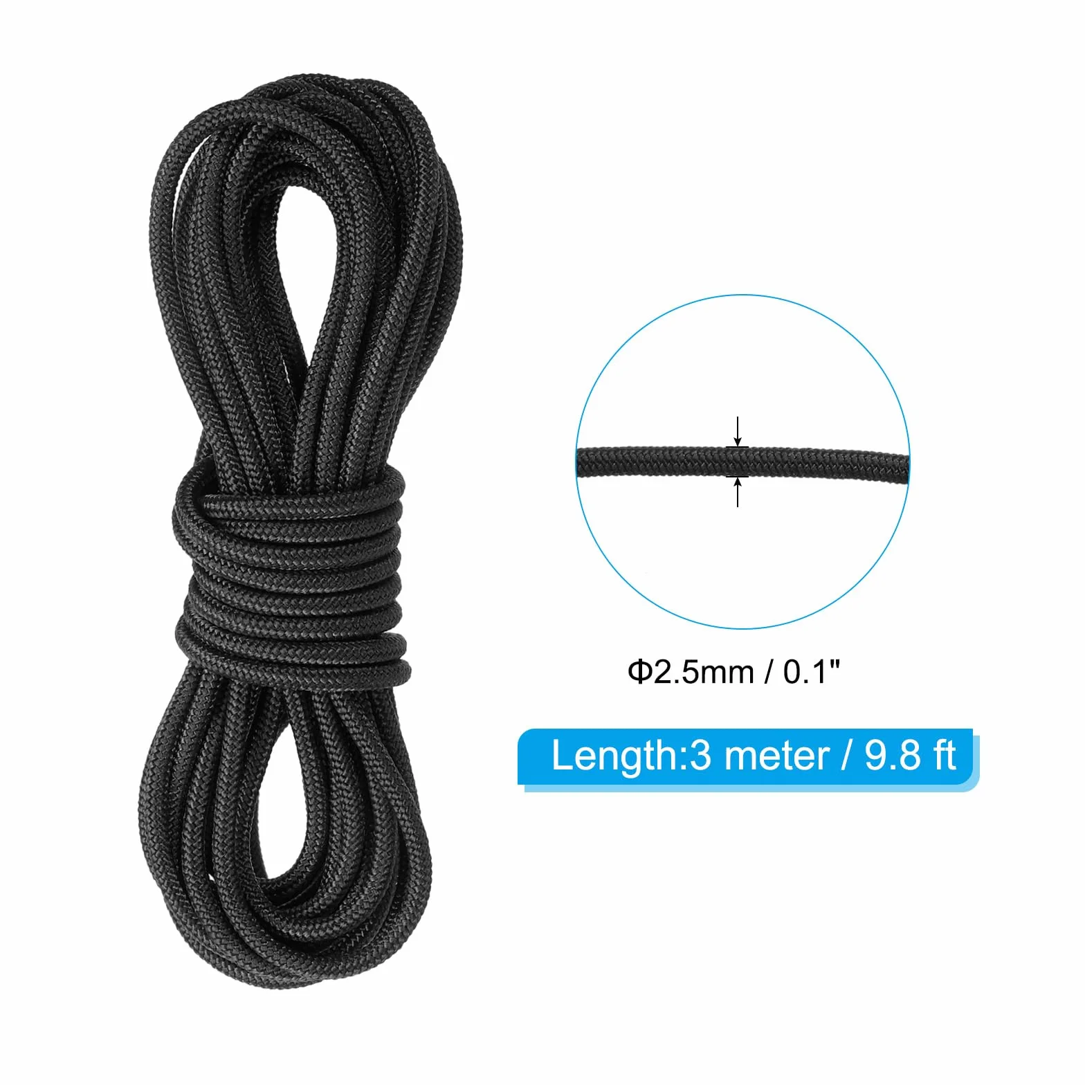 PATIKIL Corde à Boucle en D pour Tir à l'arc, 10 Pieds, Noir