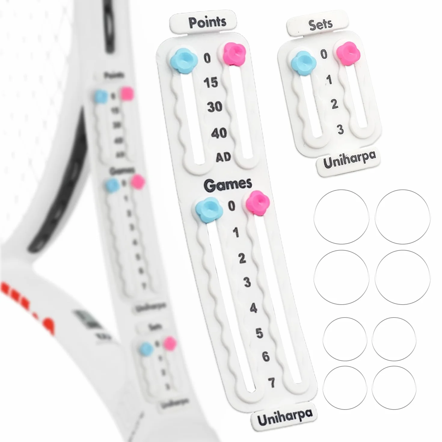 Uniharpa Compteur de Score Portable pour Tennis ITF Certifié 1.9g Affichage Points/Jeux/Sets