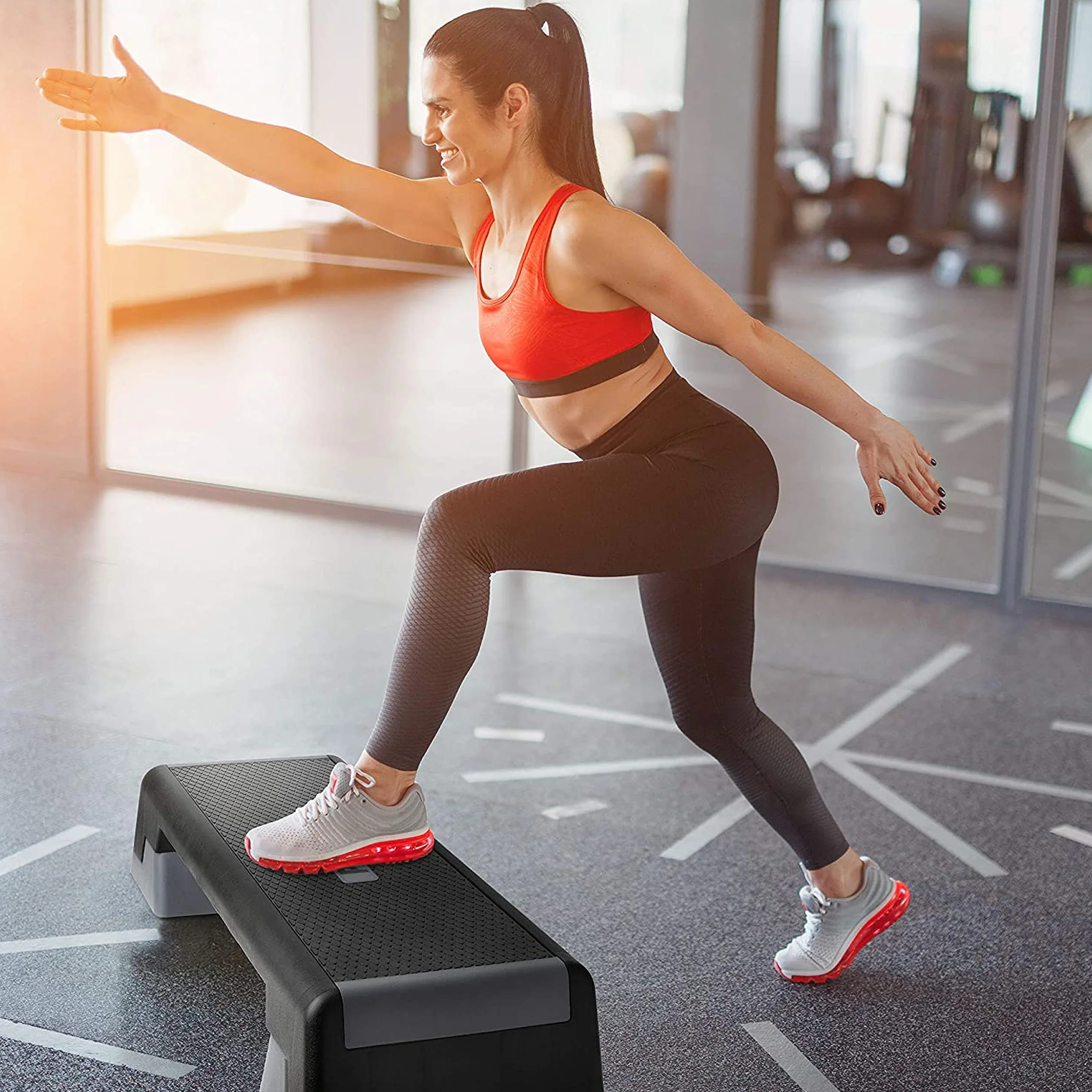 POWRX Step Aerobics Stepper d'entraînement 89 x 34 cm Hauteur réglable antidérapante
