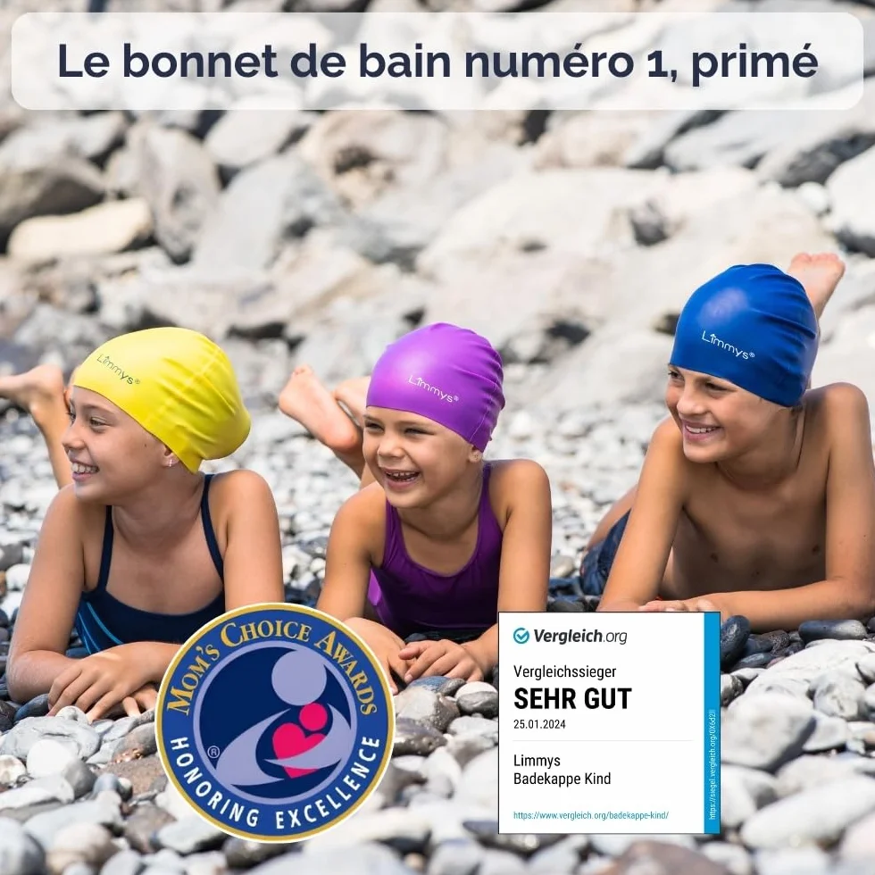 Limmys Bonnet de Bain en Silicone pour Enfants – Antidérapant, Doux, Protection des Oreilles, Ajustement Confortable