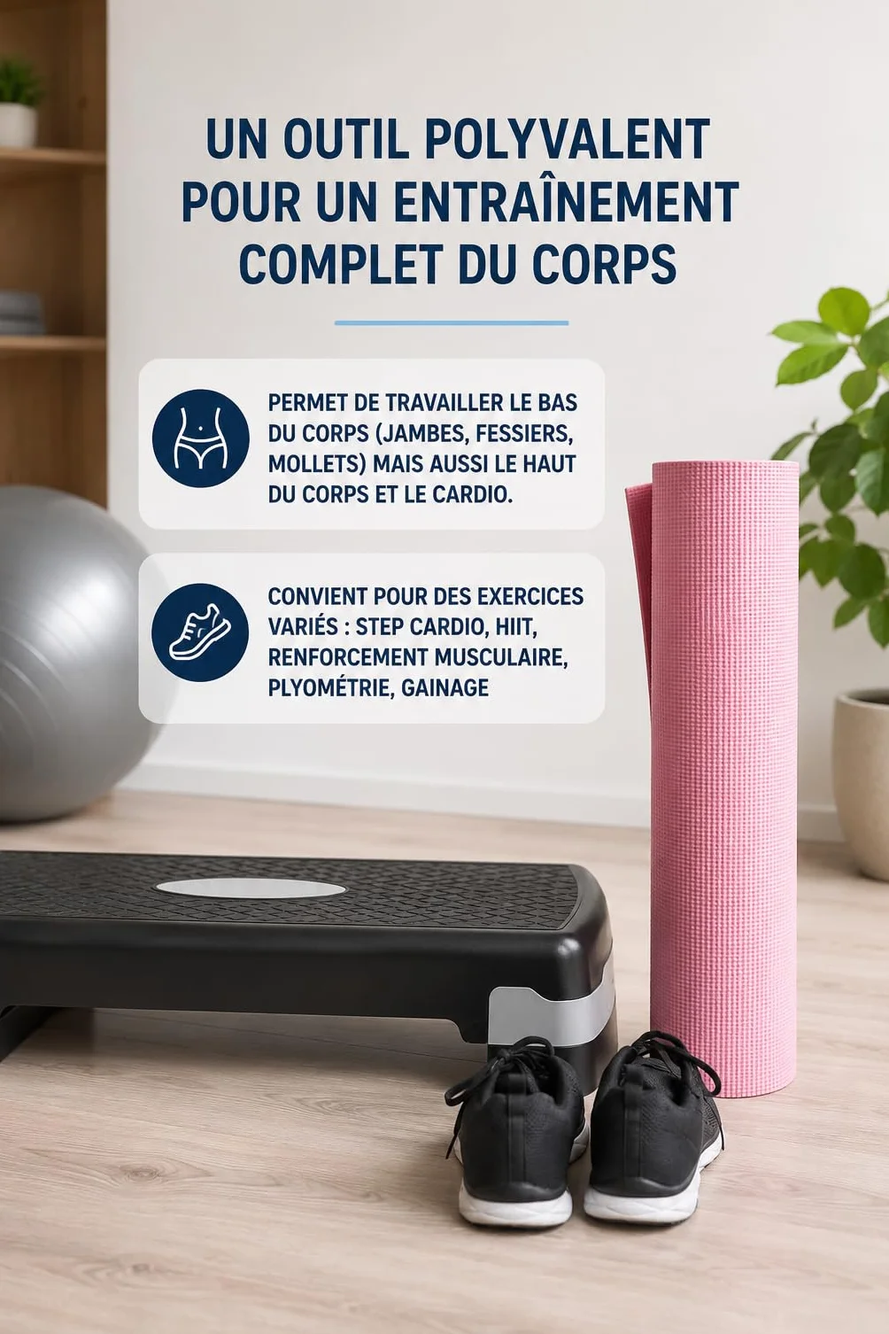 Step Fitness Réglable 18 cm Hauteur Stepper Cardio Musculation Plateforme Antidérapante Entraînement Domicile
