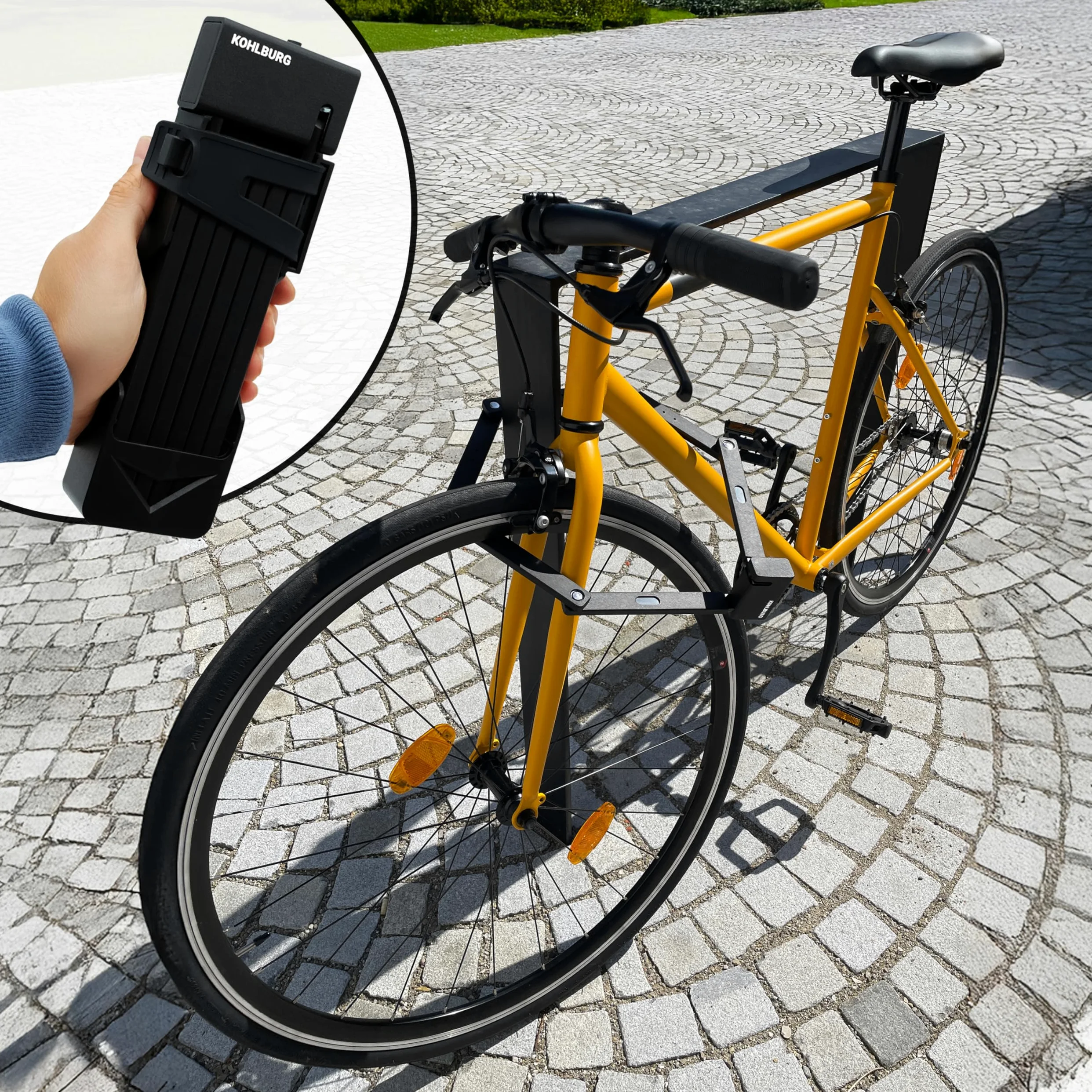 KOHLBURG Antivol de sécurité pliable [Maillons pliants de 9 mm d'épaisseur, 100 cm de long] – Antivol de vélo avec support et 4 clés – Antivol de vélo pour scooter, scooter, vélo électrique et vélo
