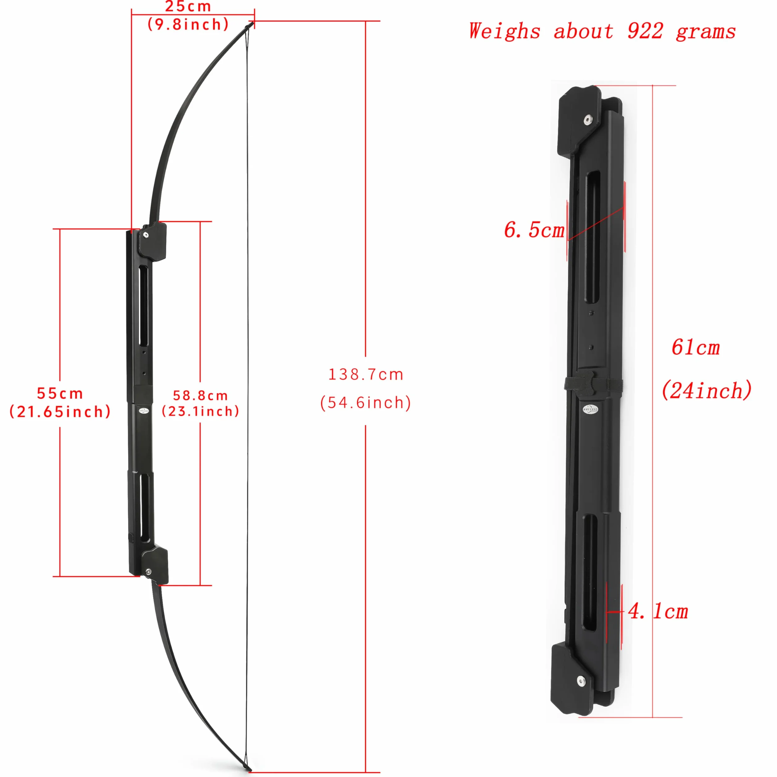 Arc Pliant 35lb Aluminium Recurve Droit Portable Chasse Tir Cible avec Sac