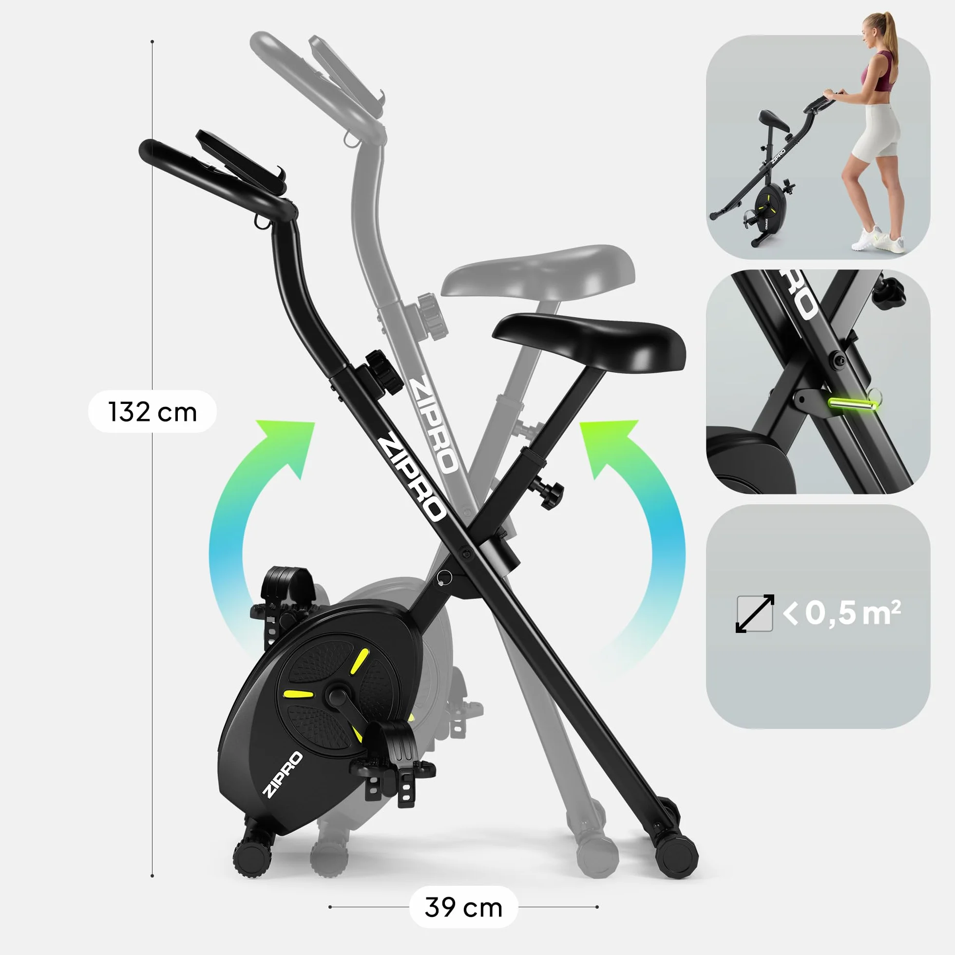 ZIPRO Eclipse X Velo d'Appartement Pliable Elliptique Cardio Training Connecté Magnétique Silencieux