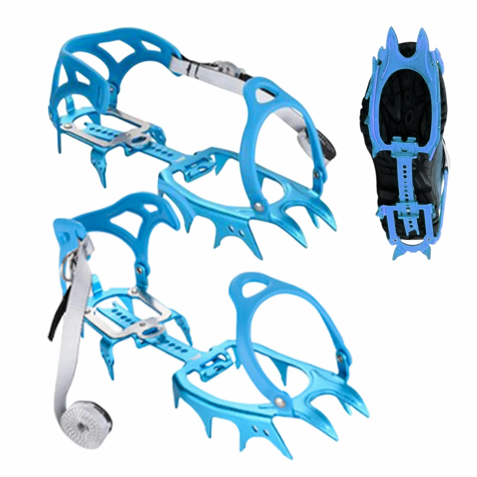 - Crampons, aide à la traction antidérapante en alliage d'aluminium - Pour femmes et hommes - Pour la randonnée, l'escalade, la pêche, la marche, le jogging avec des bottes et