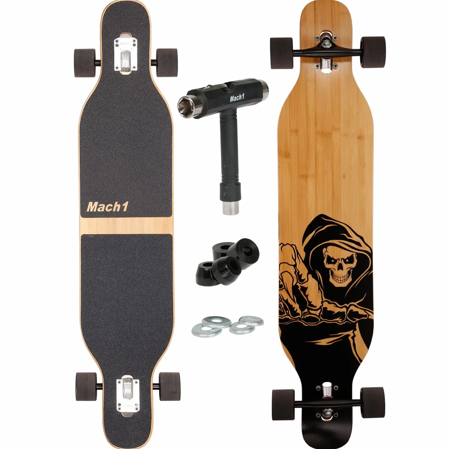 Longboard Camber Mach1 Flex1 Drop Through Cruiser Freeride Skate complet
