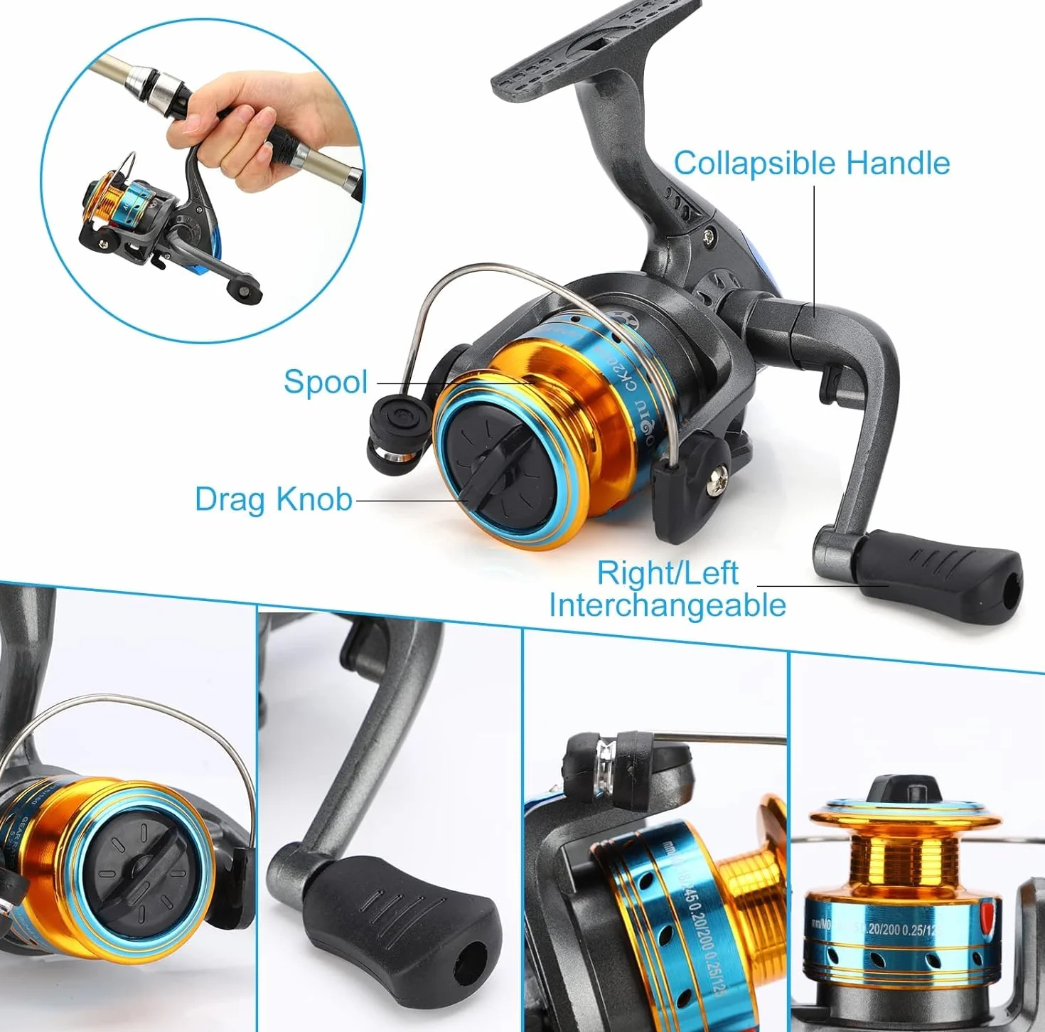 Kit Canne à Pêche Télescopique avec Moulinet, 1.8m, Surf, Sac de Transport
