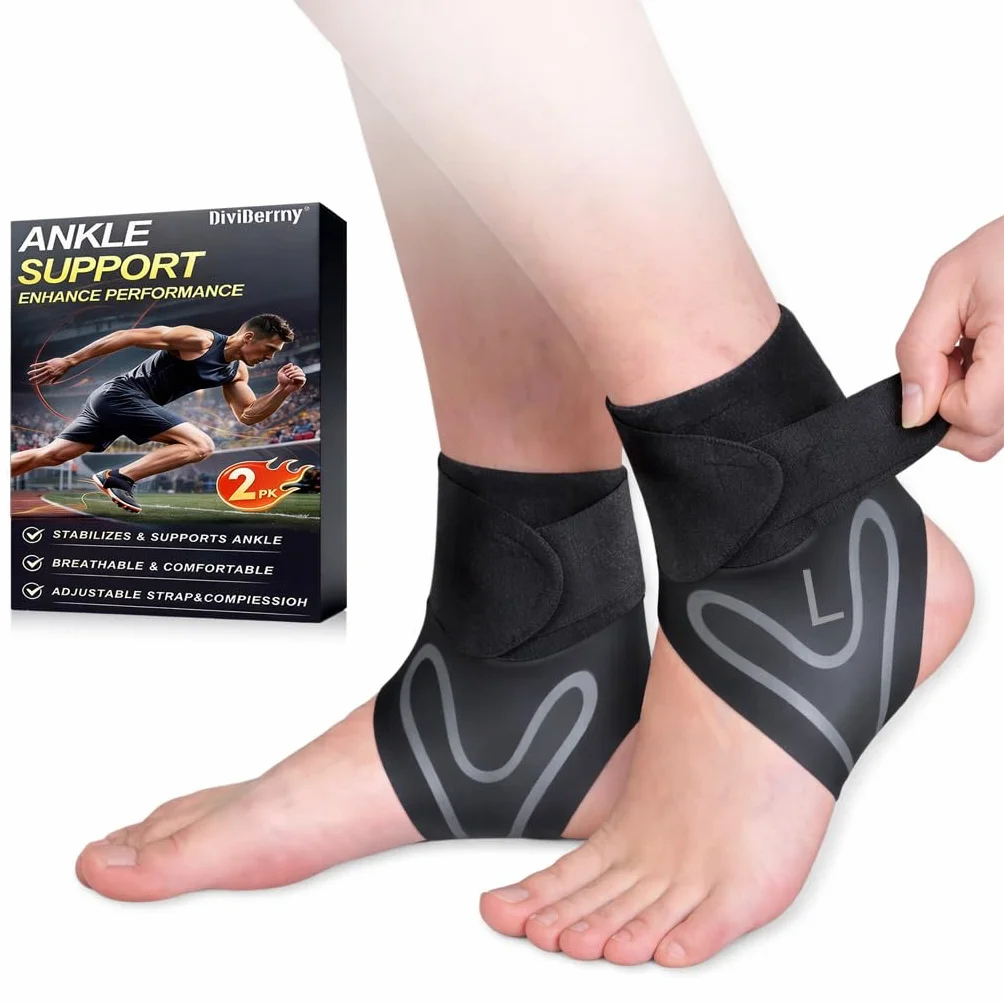 Chevillère Entorse Sport Maintien, Bandage Pied Ajustable Compression Deux Pieds