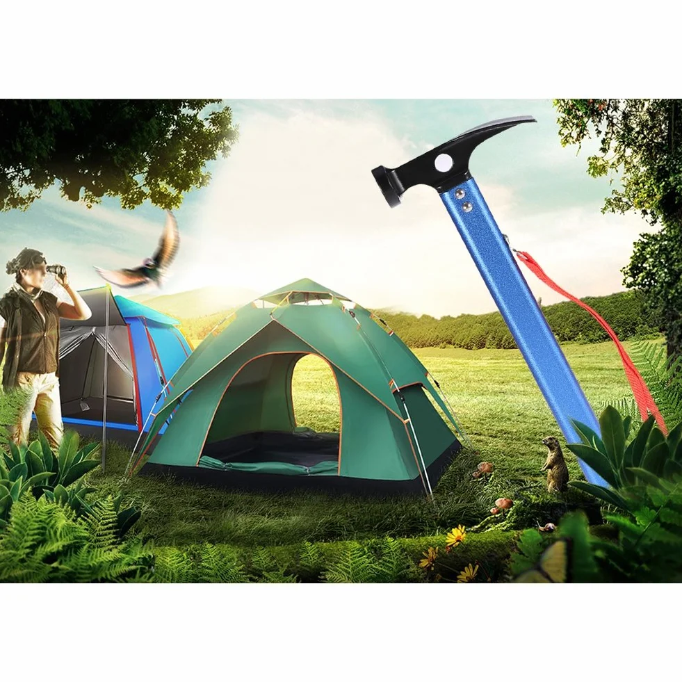 Yosoo Maillet Marteau Extracteur Piquet Tente Camping Randonnée Bleu