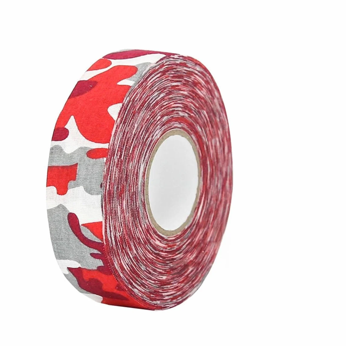 Ruban Adhésif Hockey 25m x 2,5cm Camouflage Rouge - Tape Coton Résistant au Froid Antidérapant