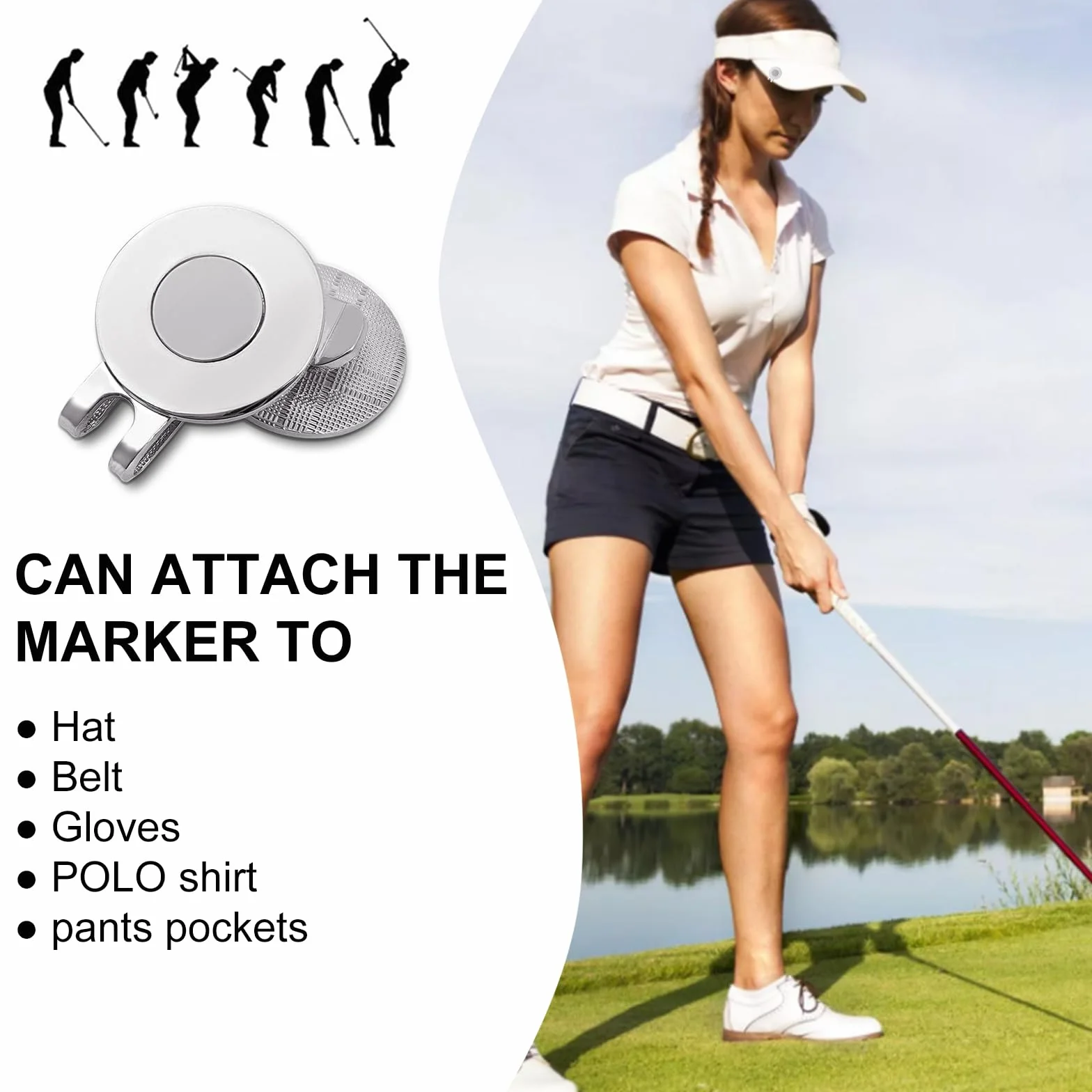 Butyeak Clip Magnétique pour Chapeau de Golf, Pince à Chapeau de Golf Balle, Clip de Casquette de Golf, 3 Pièces Clips de Bonnet de Golf, Marqueur de Balle de Golf, pour Gants Chapeaux Sacs Visière