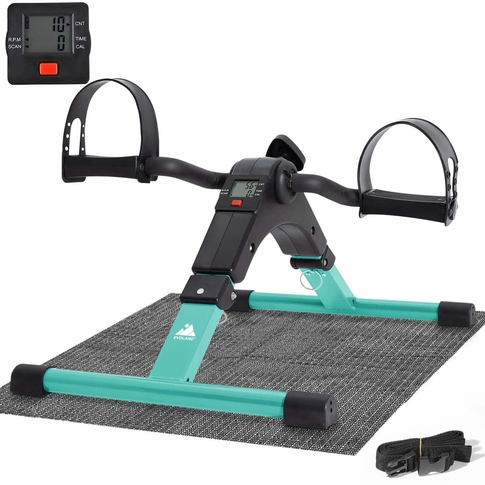 EVOLAND Mini vélo d'exercice pliant avec moniteur LCD et résistance