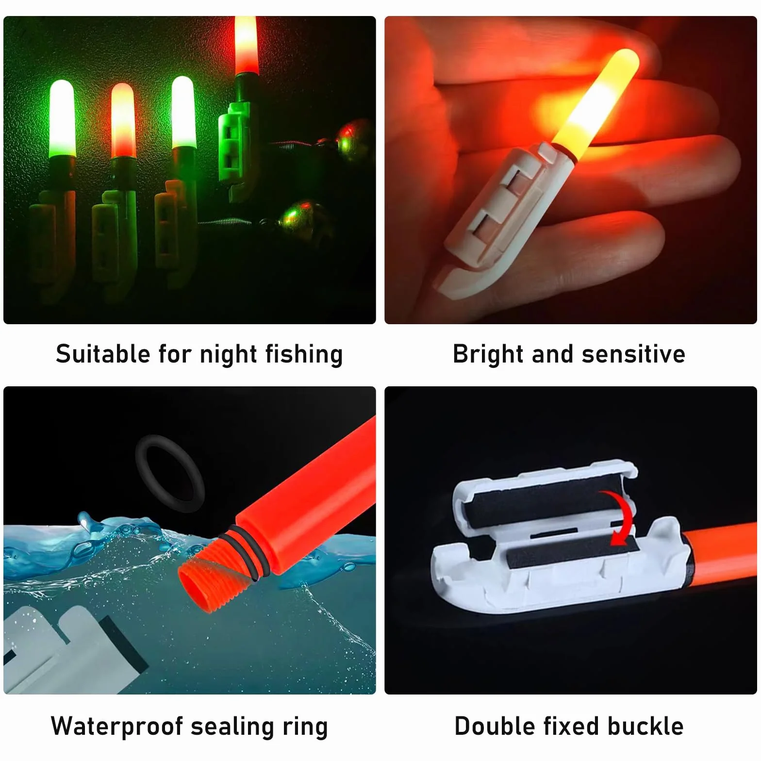Lot De 10 Détecteurs De Touche Électroniques Pour La Pêch, Détecteurs De Touche De Pêche Électroniques, Detecteur De Touche Peche Avec Indicateur Lumineux Led, Facile À Fixer Pour La Pêche ,Vert/Rouge