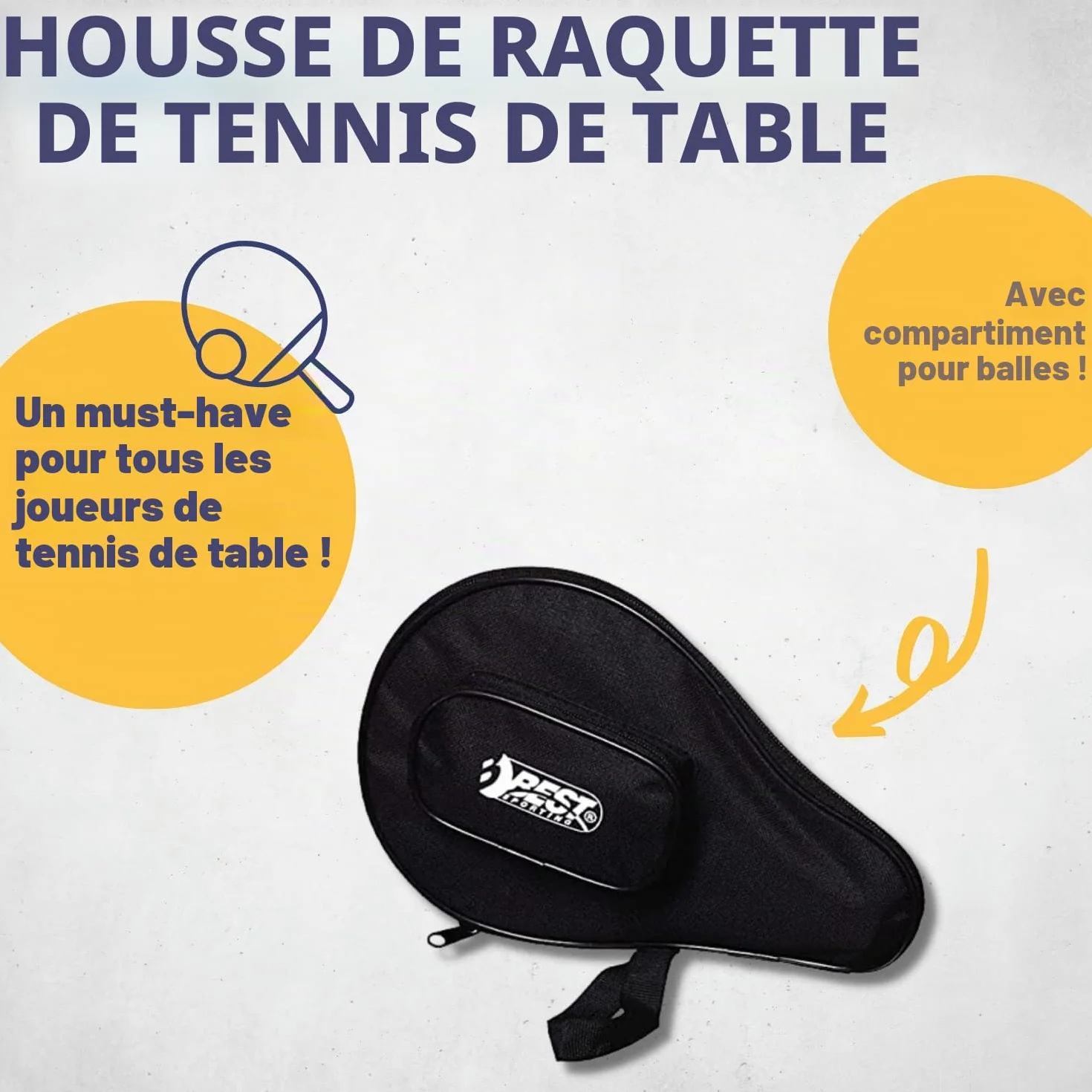 Housse de Raquette de Sport avec Pochette de Balles