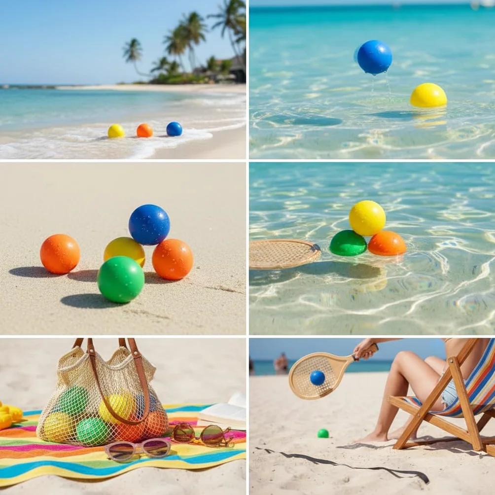 Balles de plage pour raquettes BRILY, 4 cm, lot de 4, multicolore