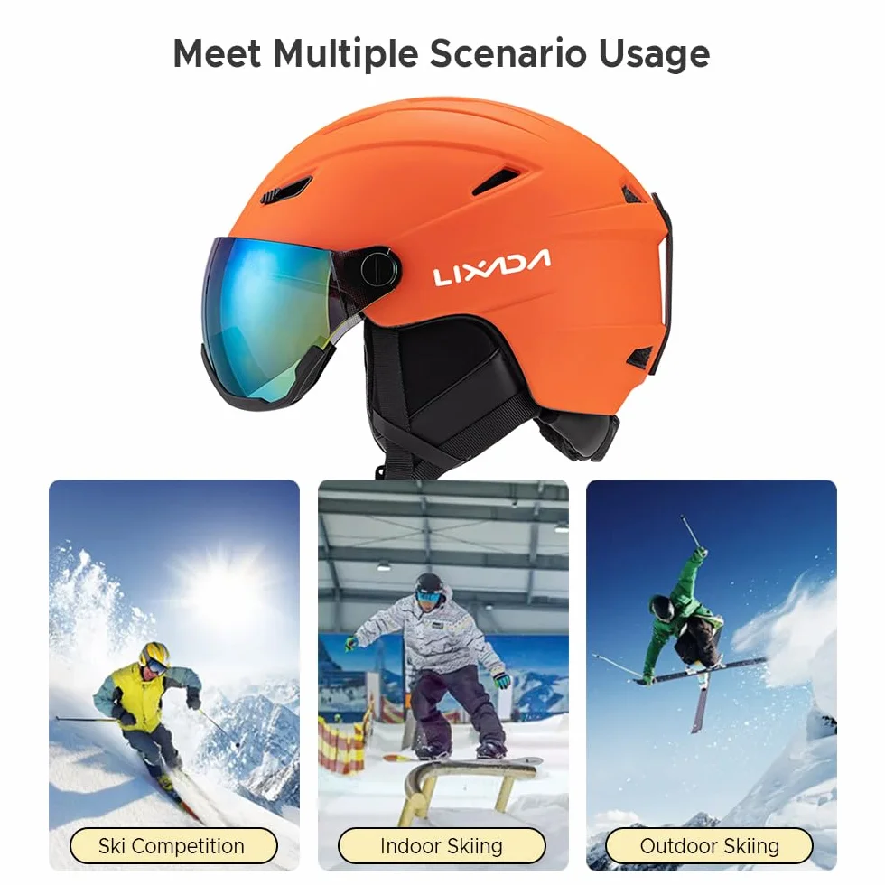 Lixada Casque de ski intégré Casque de snowboard pour homme et femme avec visière amovible