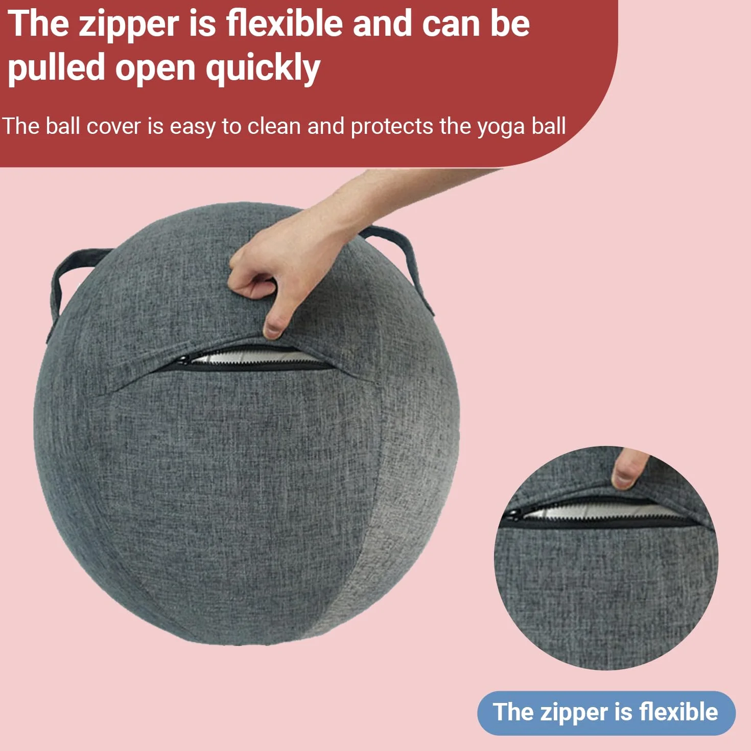 Housse de protection pour ballon d'exercice avec fermeture éclair - 65 cm