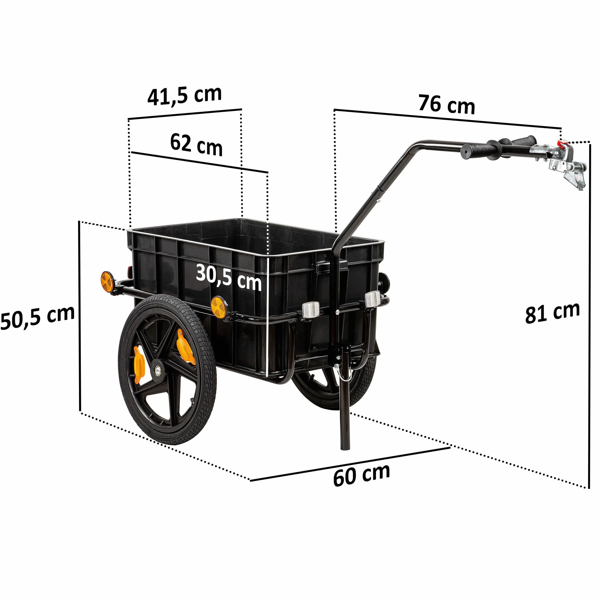 Zelsius Remorque vélo Cargo 68 litres Chariot de Transport