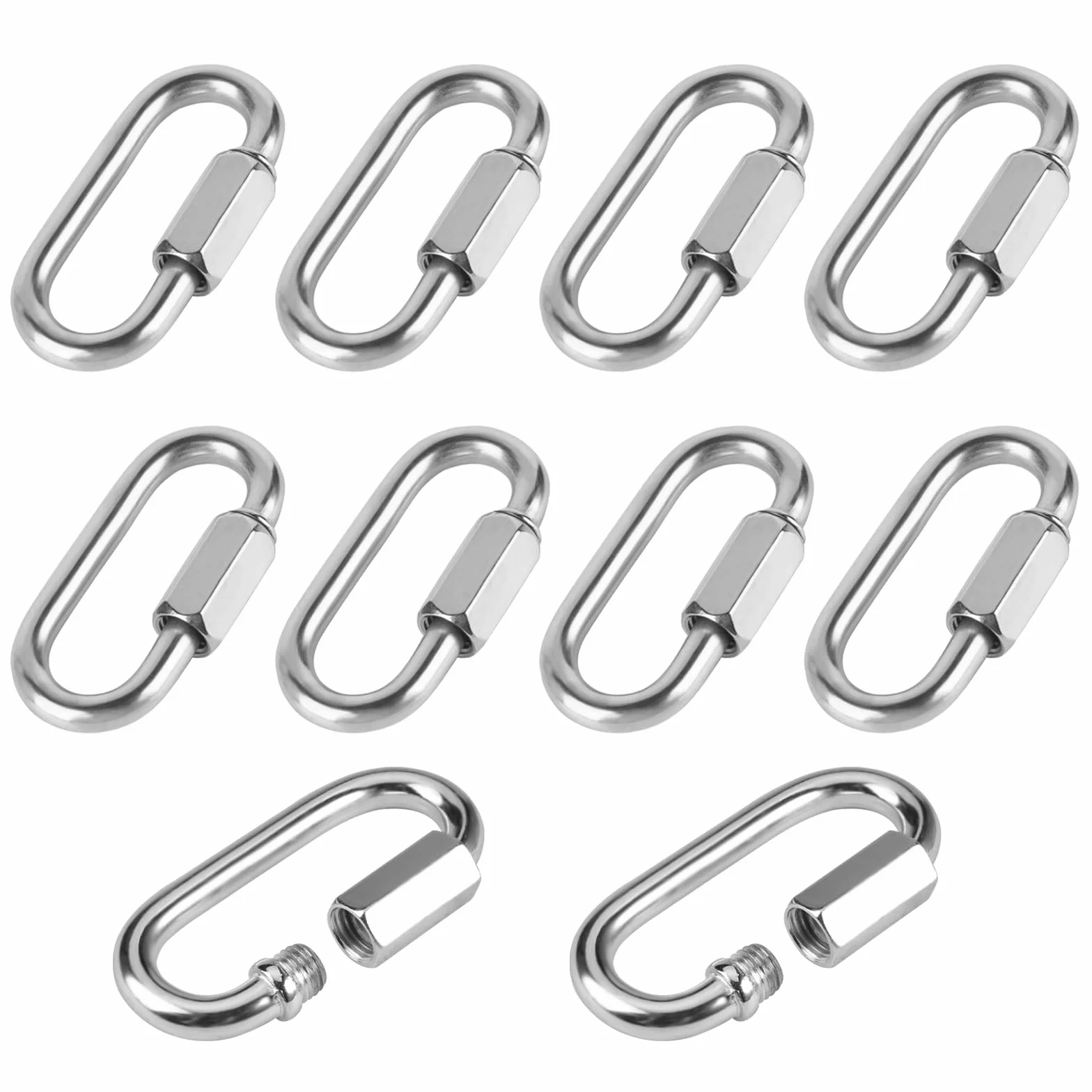 Mousquetons Escalade Ovale INOX M6 Maillon Rapide Verrouillage à Vis 10 Pièces