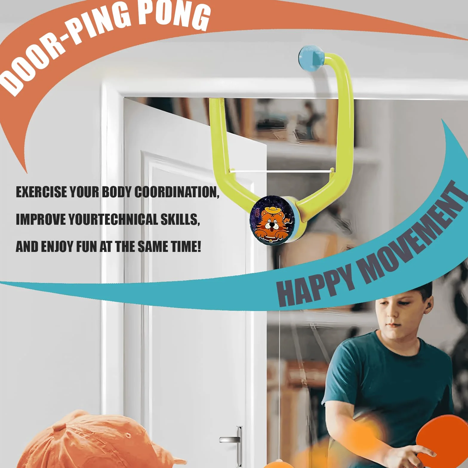 Jeu de Ping-Pong à Porte Réglable, Tennis de Table d'intérieur Suspendu, Entraîneur pour Enfant Adulte