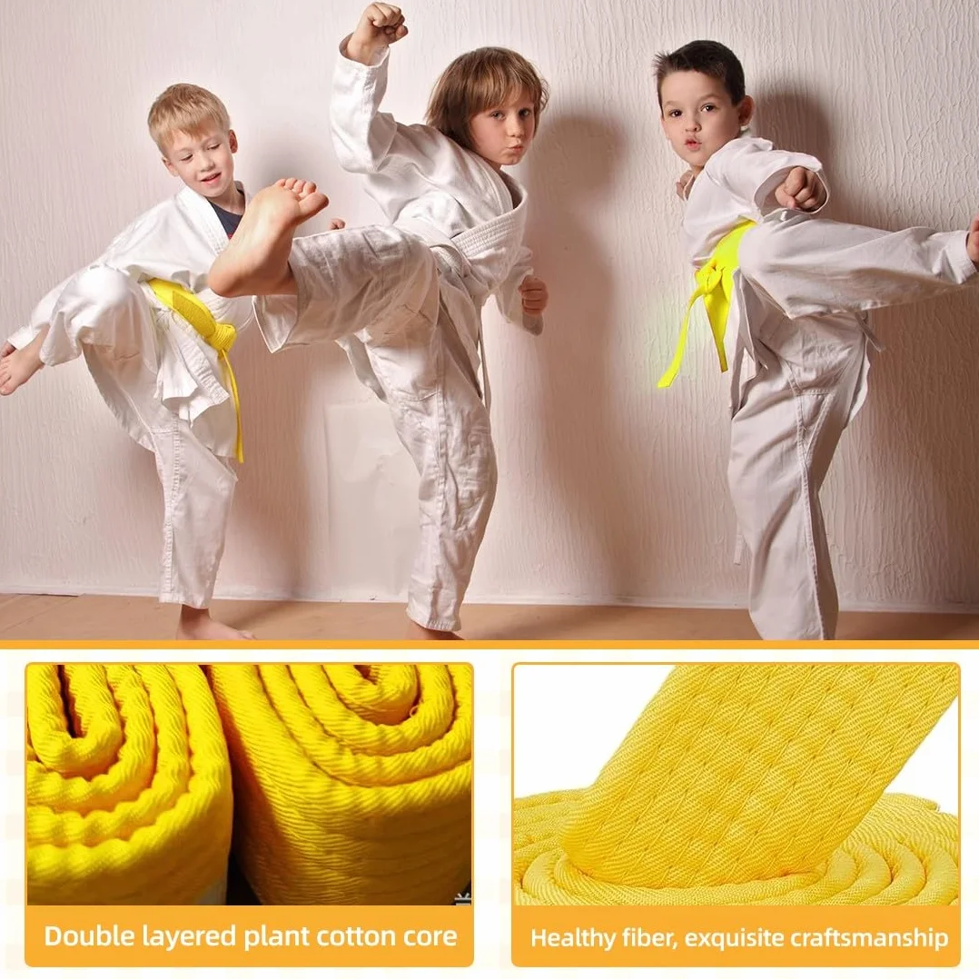 Kimono Judo Enfant Ceinture Jaune Taekwondo Coton Arts Martiaux 240cm