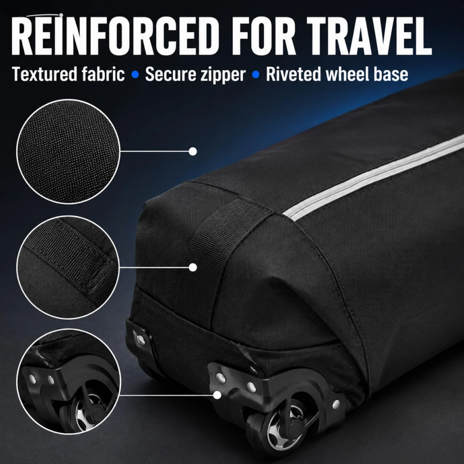 Sac de ski rembourré à roulettes 200 cm pour voyage en avion