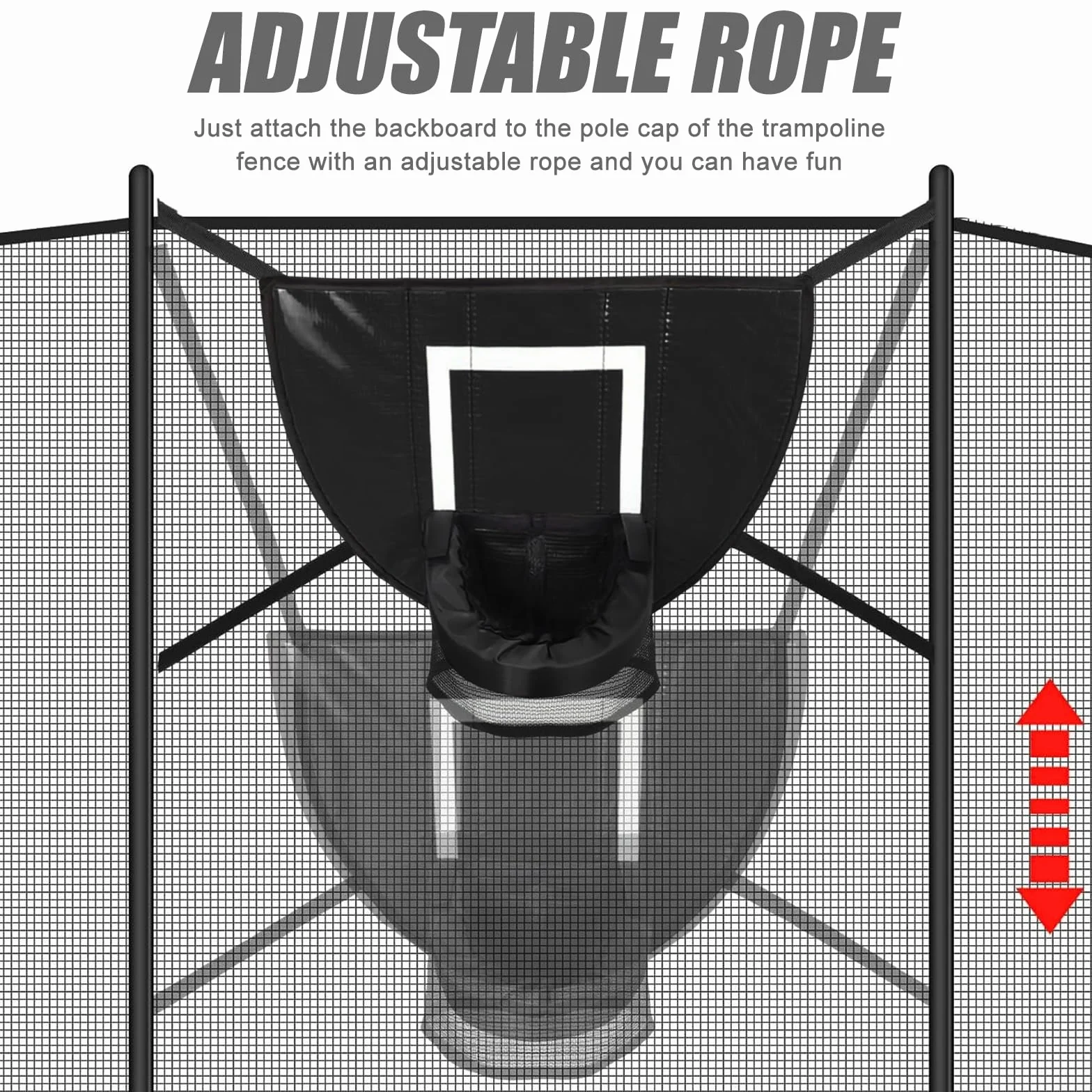 Panier de Basket pour Trampoline Intérieur avec 4 Ballons et Pompe, Support avec Protection Solaire