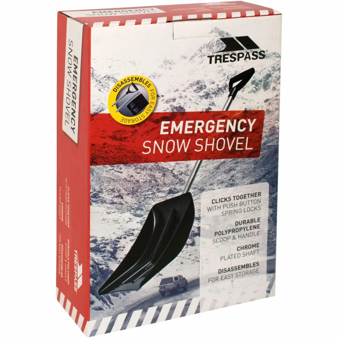 Trespass Mr Plow Pelle à Neige Pliable avec Sac en Maille Noir