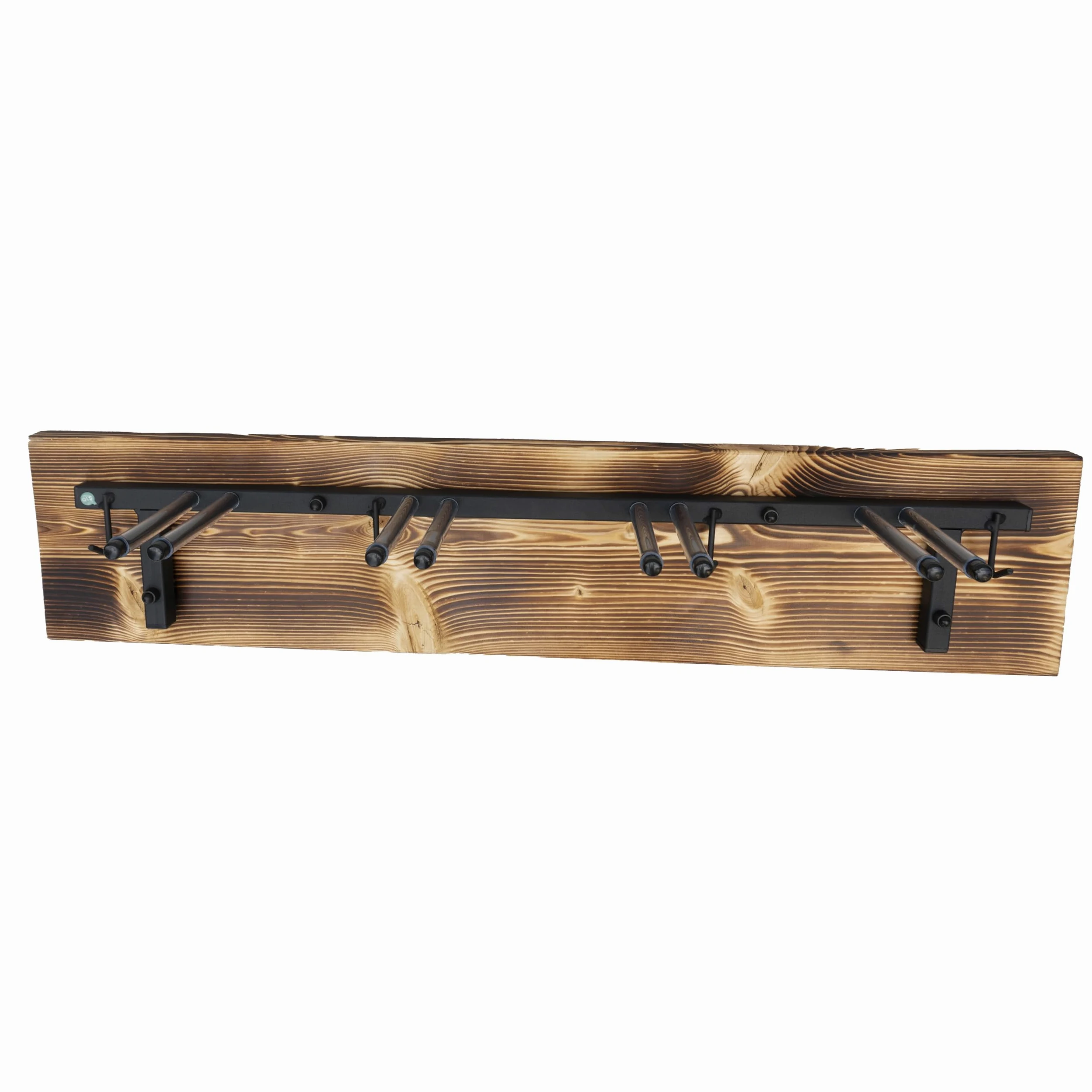 QLS Support mural pour skis S3 pour 4 paires de 83 cm en acier et bois avec crochets en bois pour bâtons de marche nordique, randonnée et ski