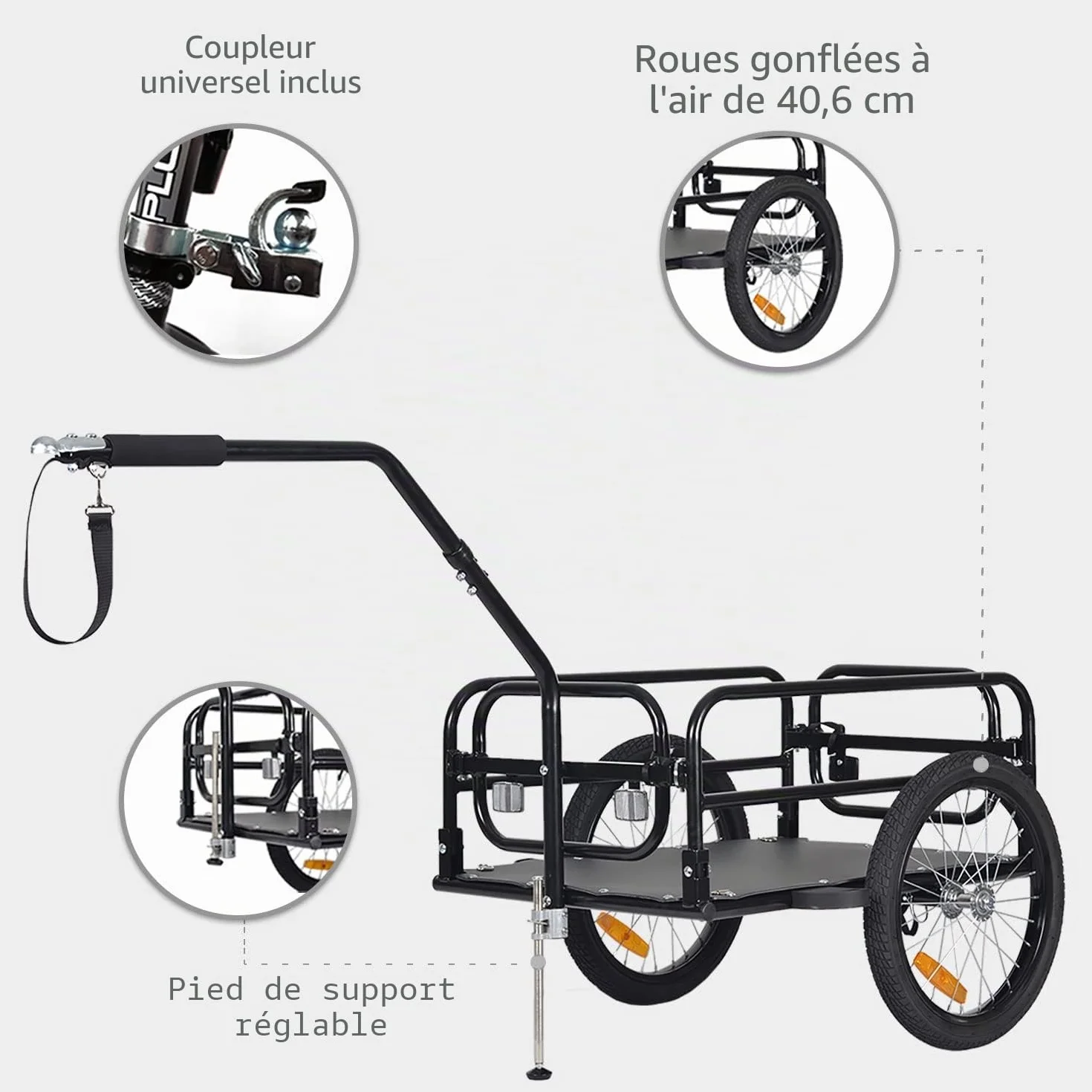 Tiggo City Porter Remorque de vélo pliable 2 en 1 transporteur