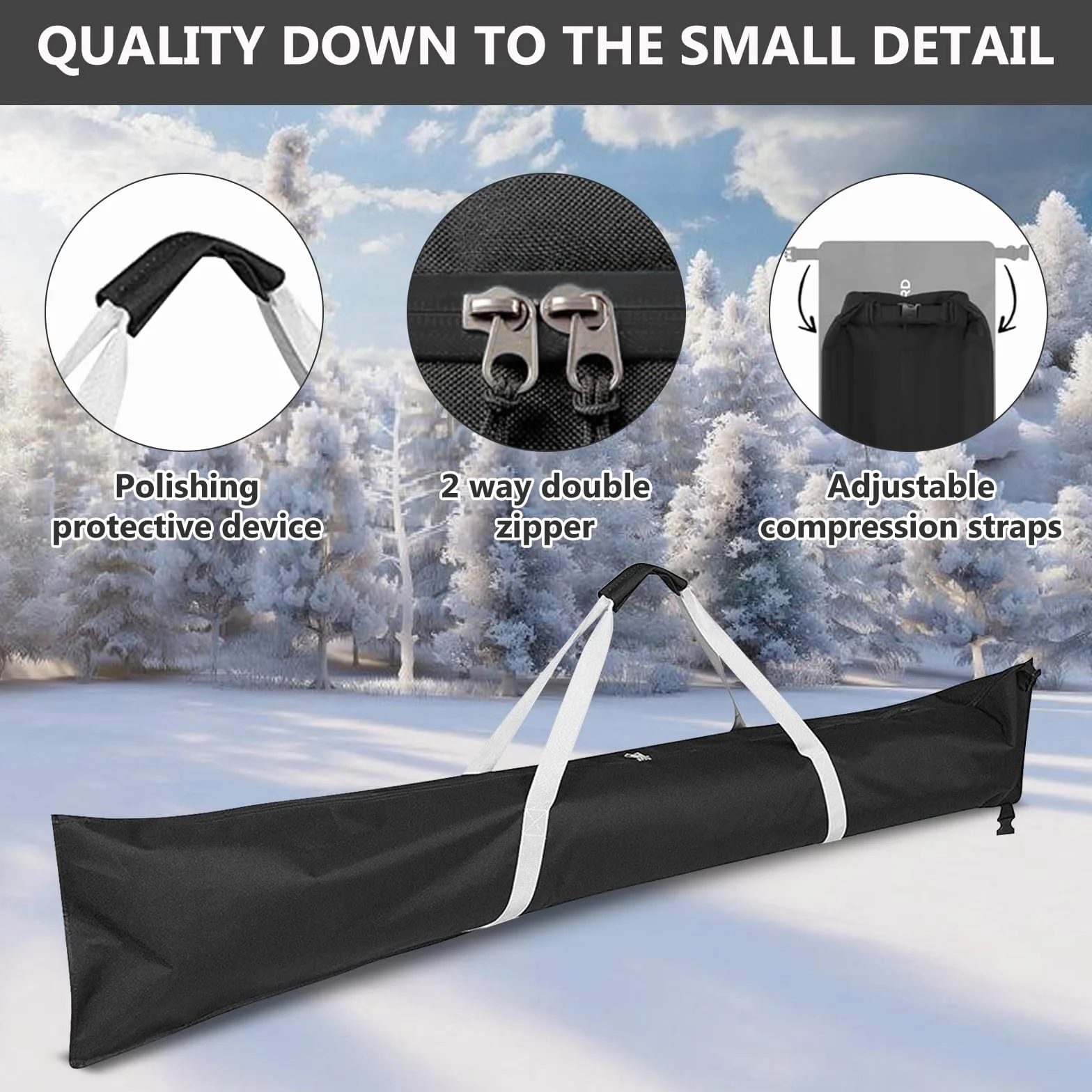 BORDEAG Sac de Ski et Voyage Housse Rangement pour Skis 185×33cm