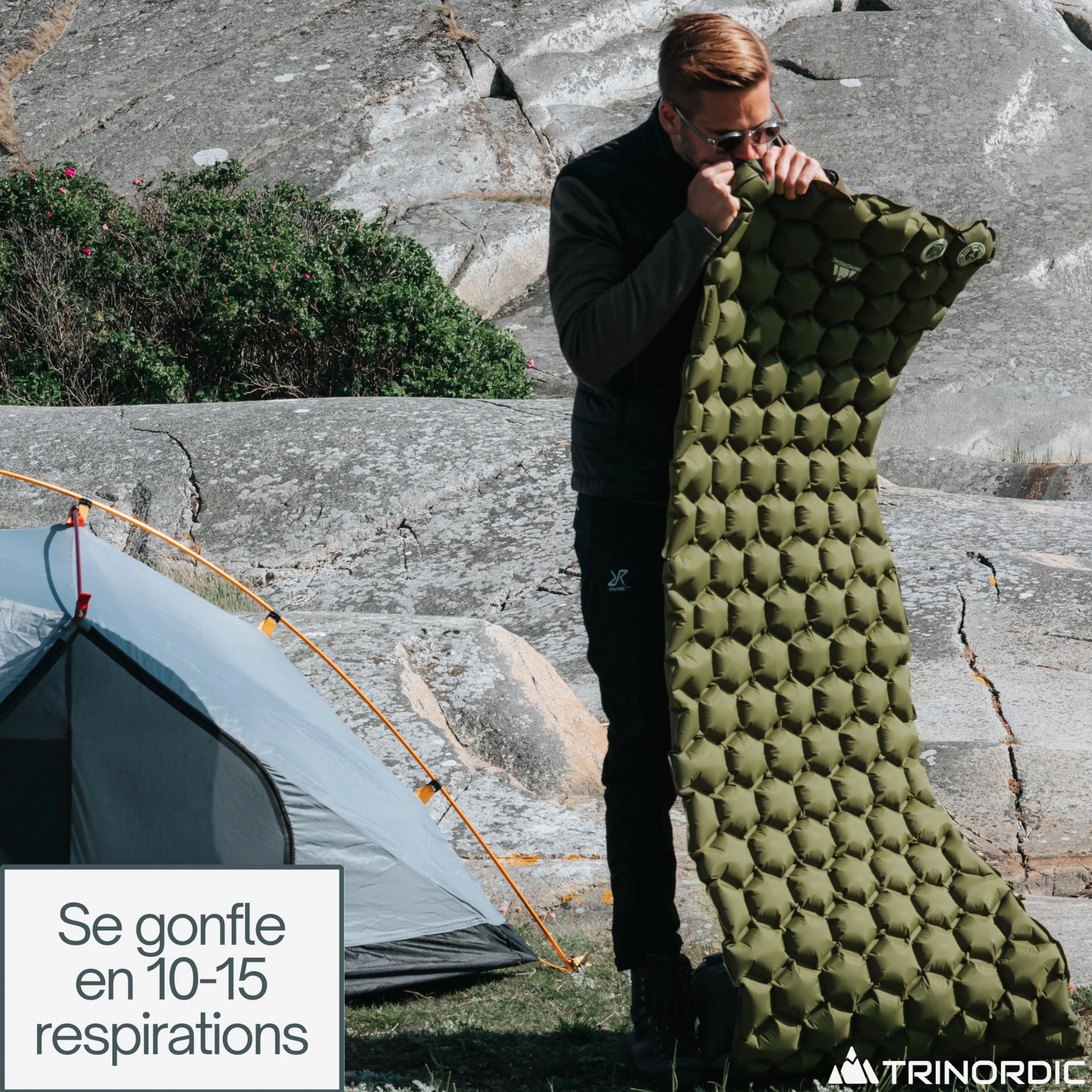 TRINORDIC Tapis de Camping Gonflable Ultraléger avec Oreiller - Matelas Pneumatique Simple pour Confort Optimisé