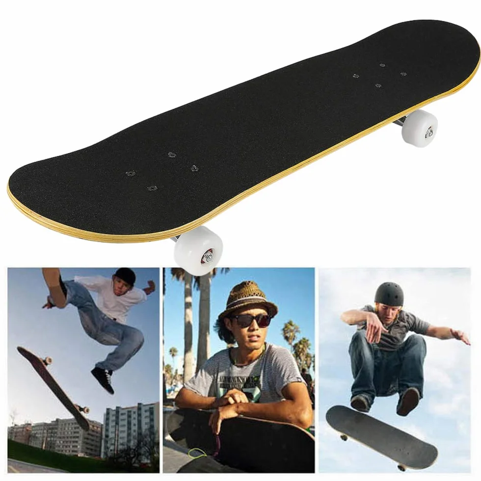 Skateboard Complet Double Kick Maple Deck Concave Cruiser pour Enfants Adolescents Adultes Débutants