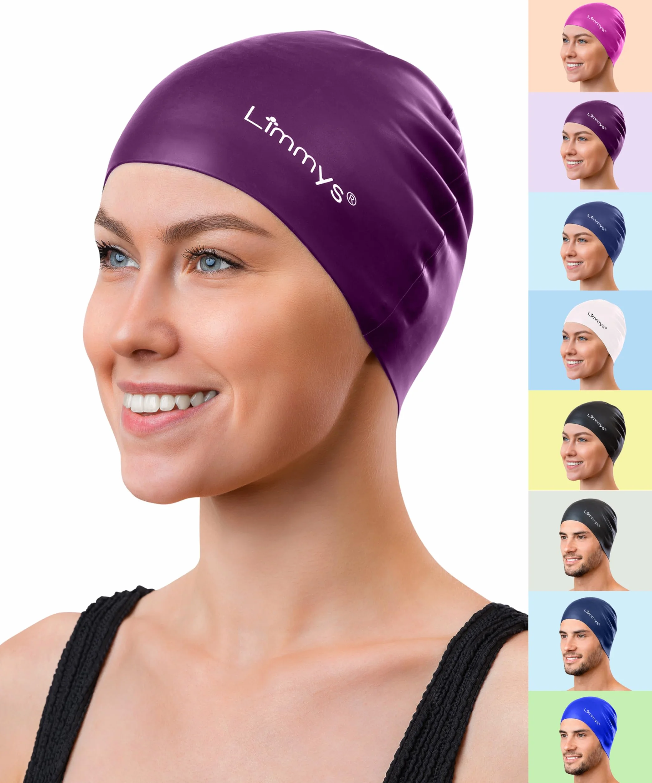 Limmys Bonnet de Natation en Silicone pour Adultes – Souple Extensible Résistant au Chlore
