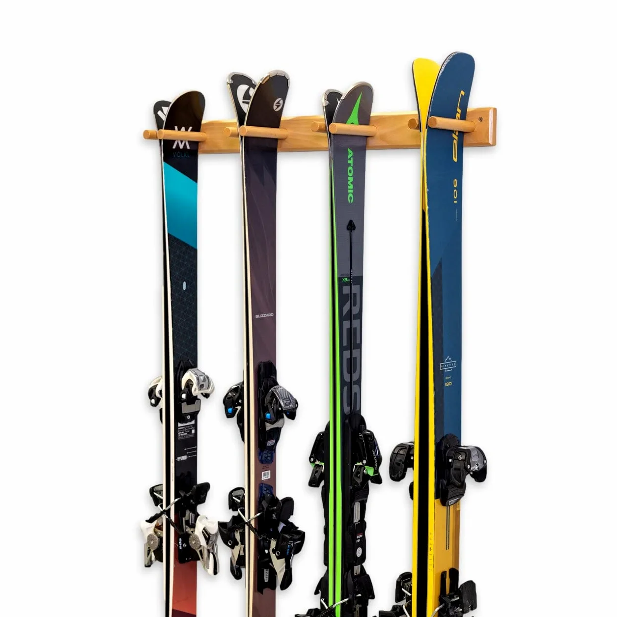 StoreYourBoard Support à skis en bois, 4 paires de rangement pour skis, système de montage en bois pour la maison et le garage, bois (Naturel)