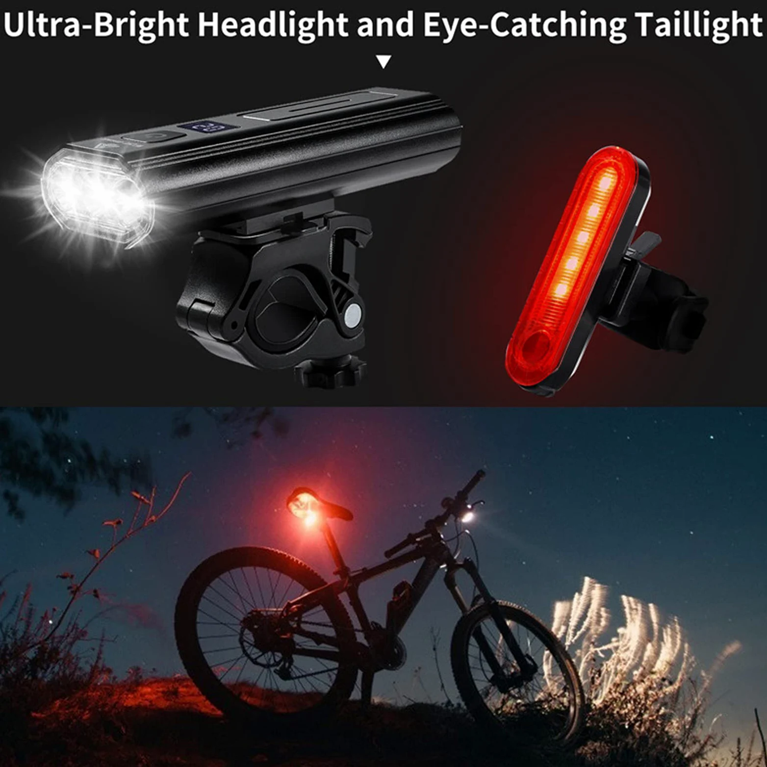 Lumière de Vélo 3 LED Affichage de la Batterie USB Phare Rechargeable Étanche Vélo Avant Lampe Batterie Externe