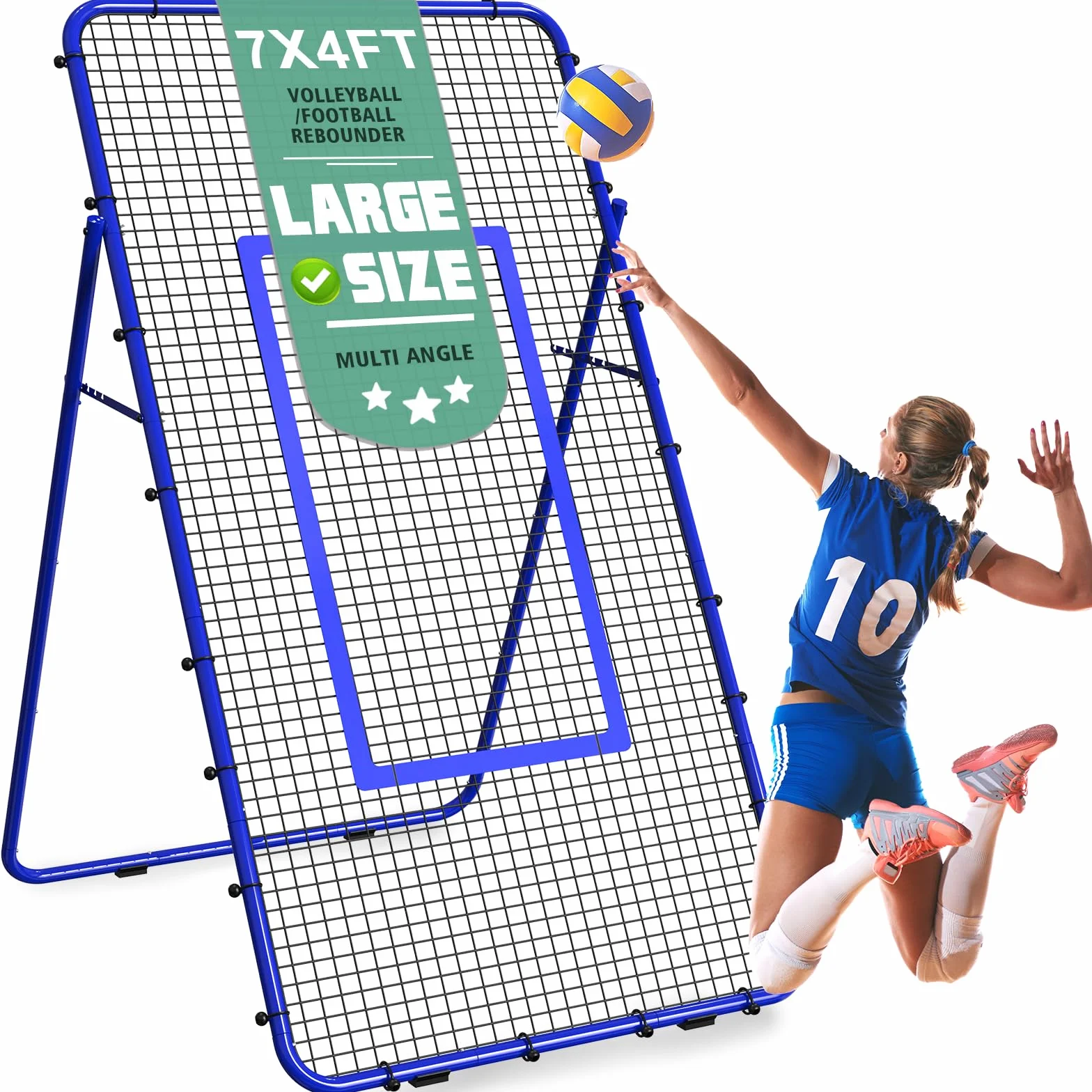 Filet de Rebond Volley-Ball Football 2,1 x 1,2 m réglable Portable pour Enfants Adolescents