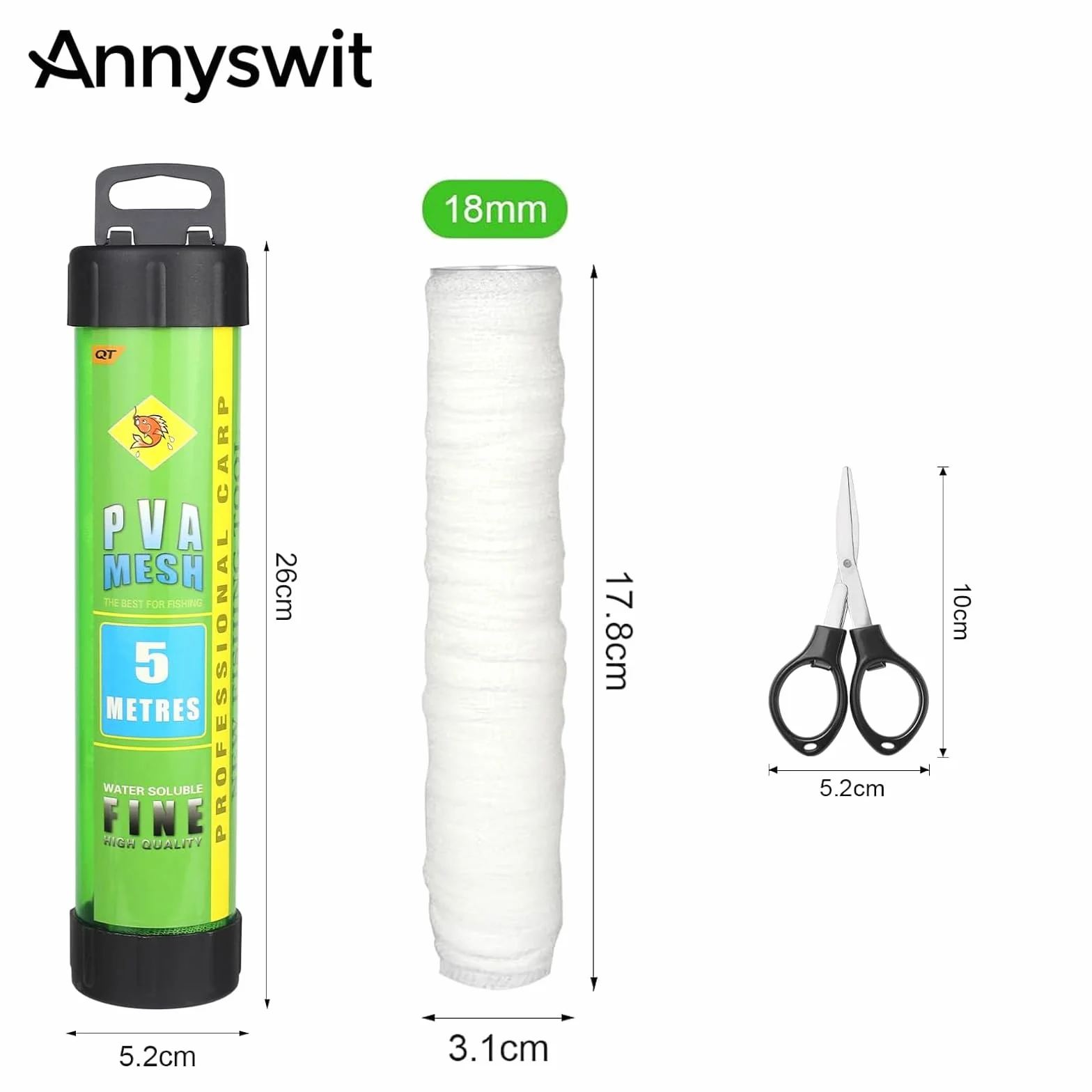 Kit de maille en PVC 5 m avec ciseaux, entonnoir, système de piston 18/25/37 mm, sacs de pêche à la carpe