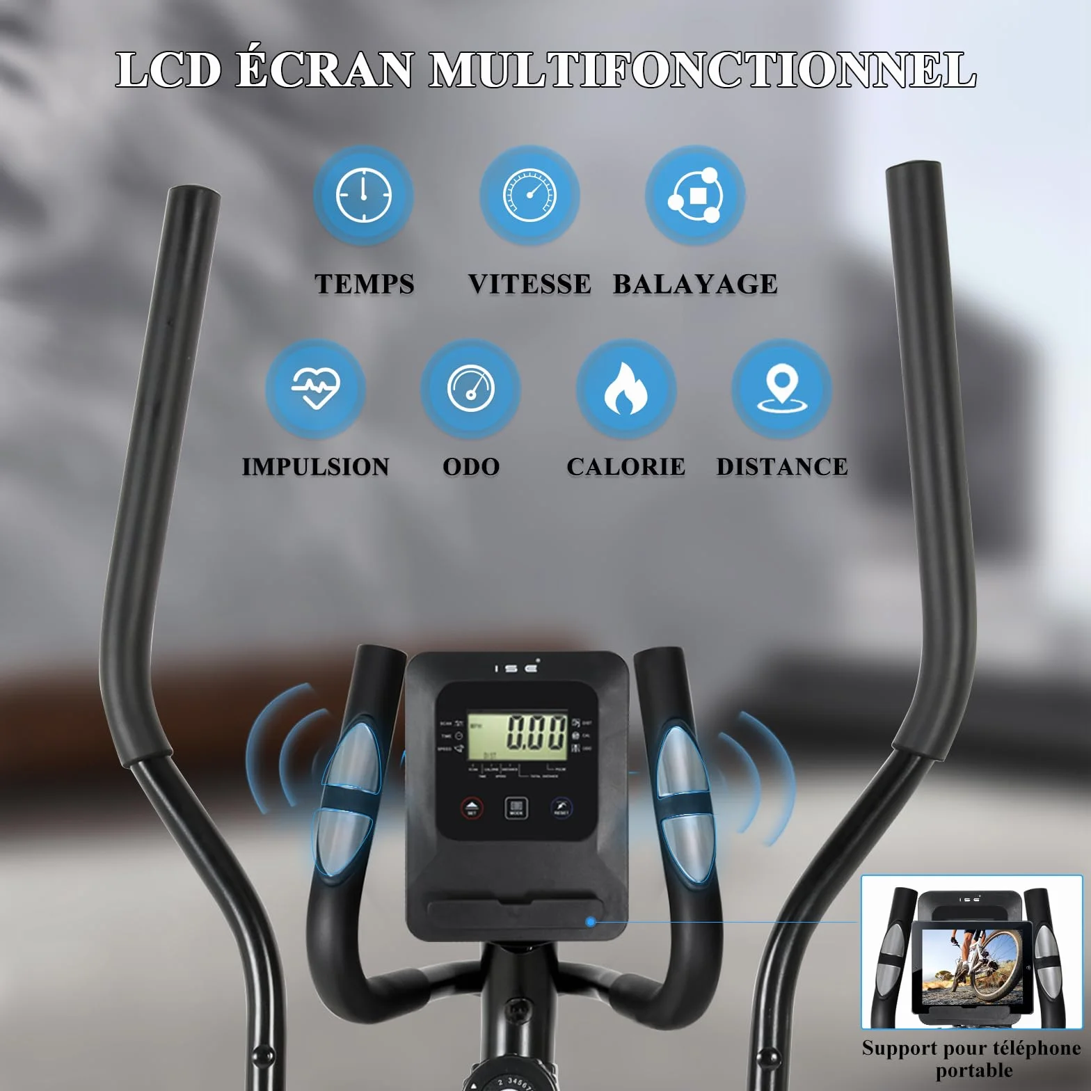 ISE Velo Elliptique d'Appartement Magnétique 8 Niveaux Résistance avec Poids d'Inertie 8KG