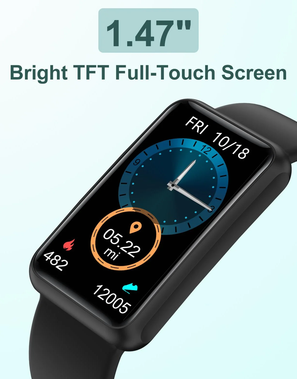 Montre Podometre Etanche IP68 1.47 Pouces Femme Homme Enfant Trackers d'Activité Sport Course à Pied Marche KM Calories Sommeil Chronometre Minuteur