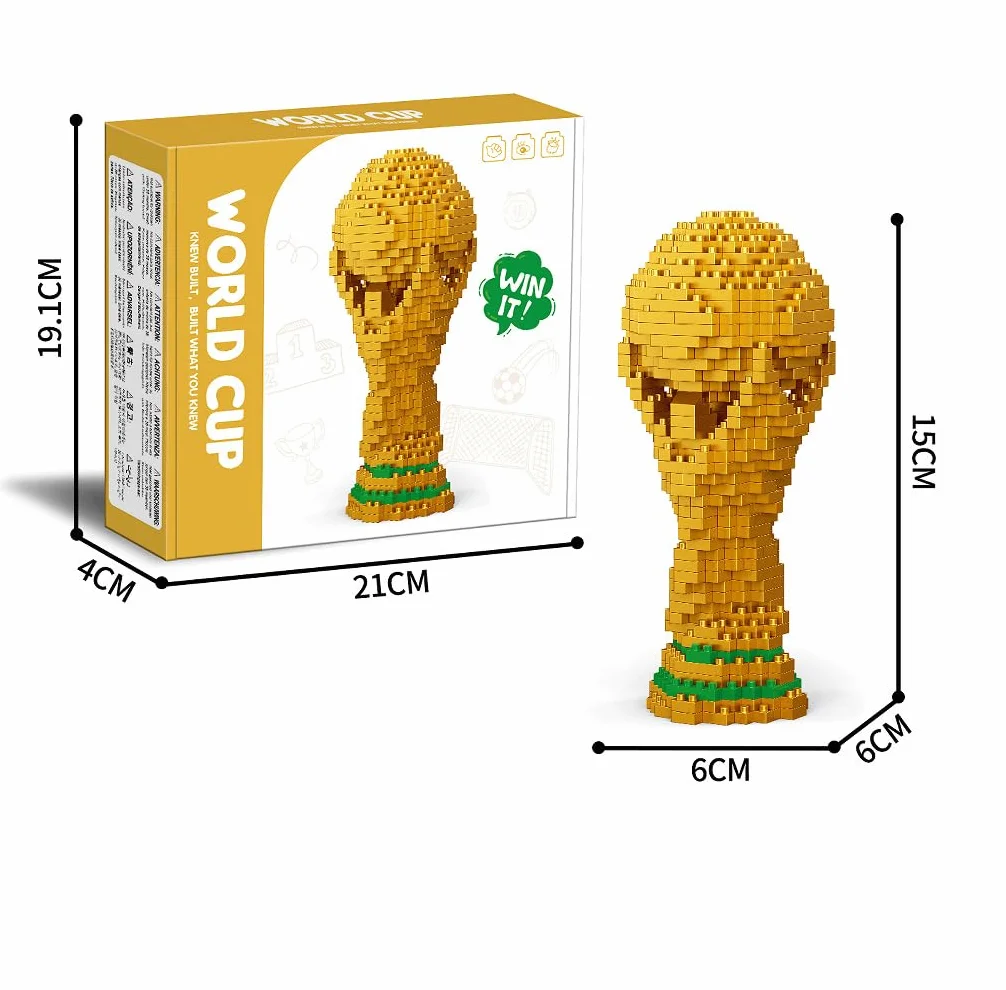 Jeu de Construction Trophée de la Coupe du Monde, Trophée Miniature de Champion, Jeu de Construction Amusant pour Ados et Fans de Football