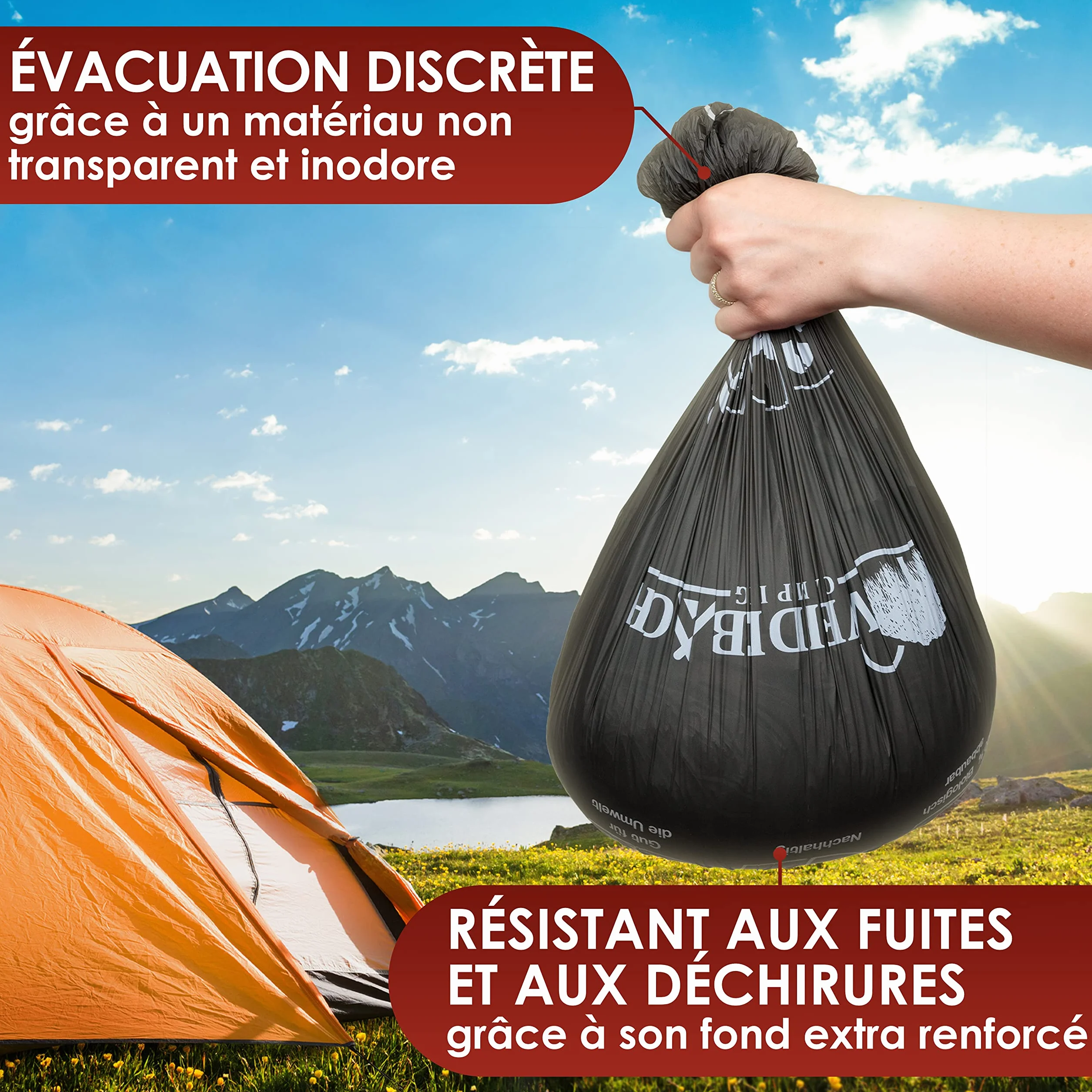 Sacs pour toilettes biodégradables WEIDEBACH 45L 22 ou 44 pièces étanches