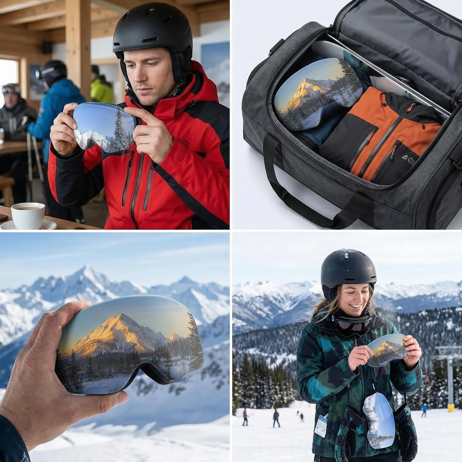 Housses de Protection pour Lunettes de Ski Lot de 2, résistantes à l'impact et à l'eau, avec Fermeture éclair